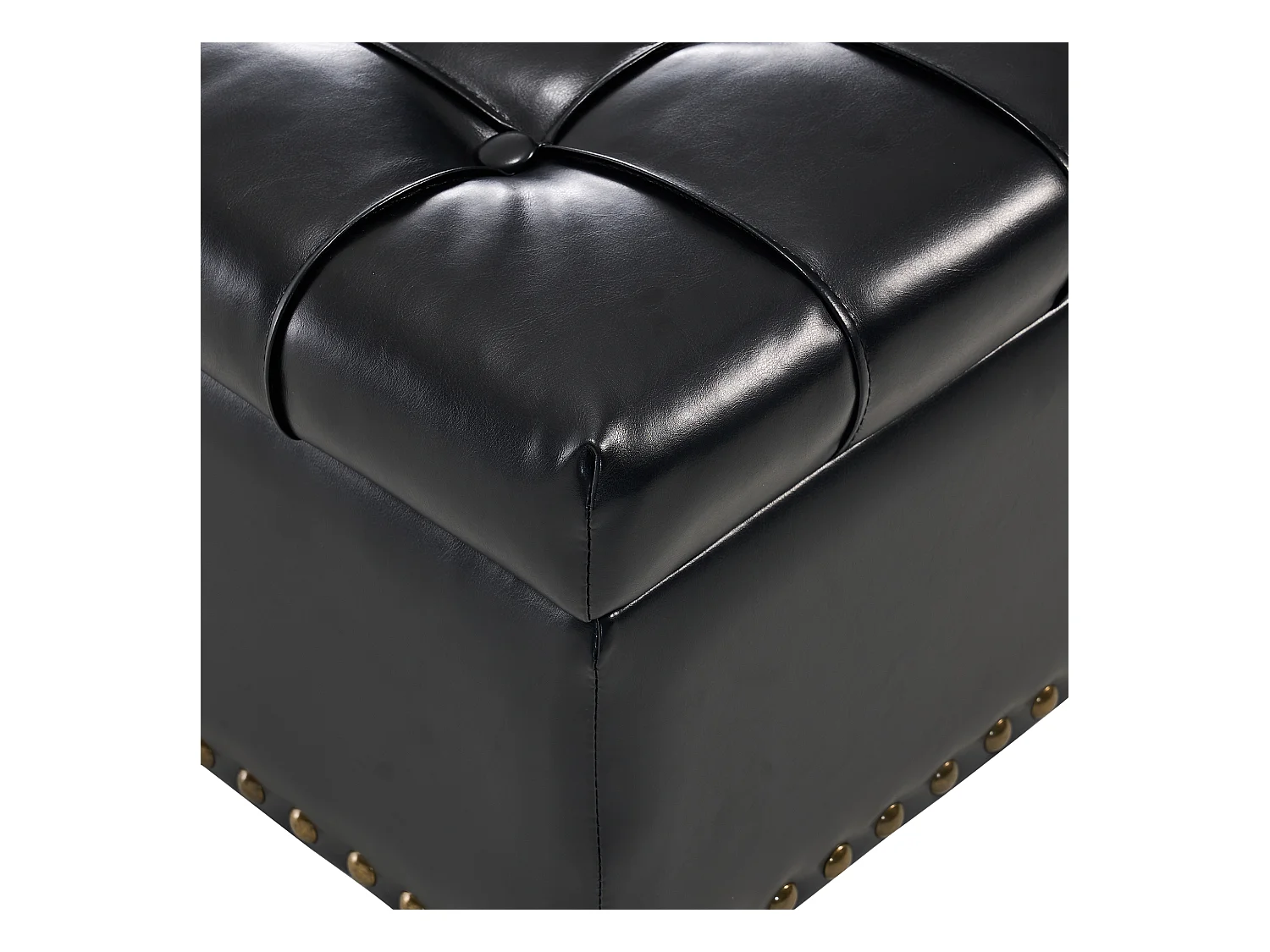 Chaise carrée avec rangement - Banc avec espace de rangement - PU noir