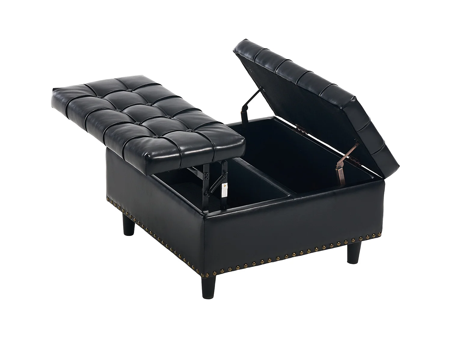 Chaise carrée avec rangement - Banc avec espace de rangement - PU noir