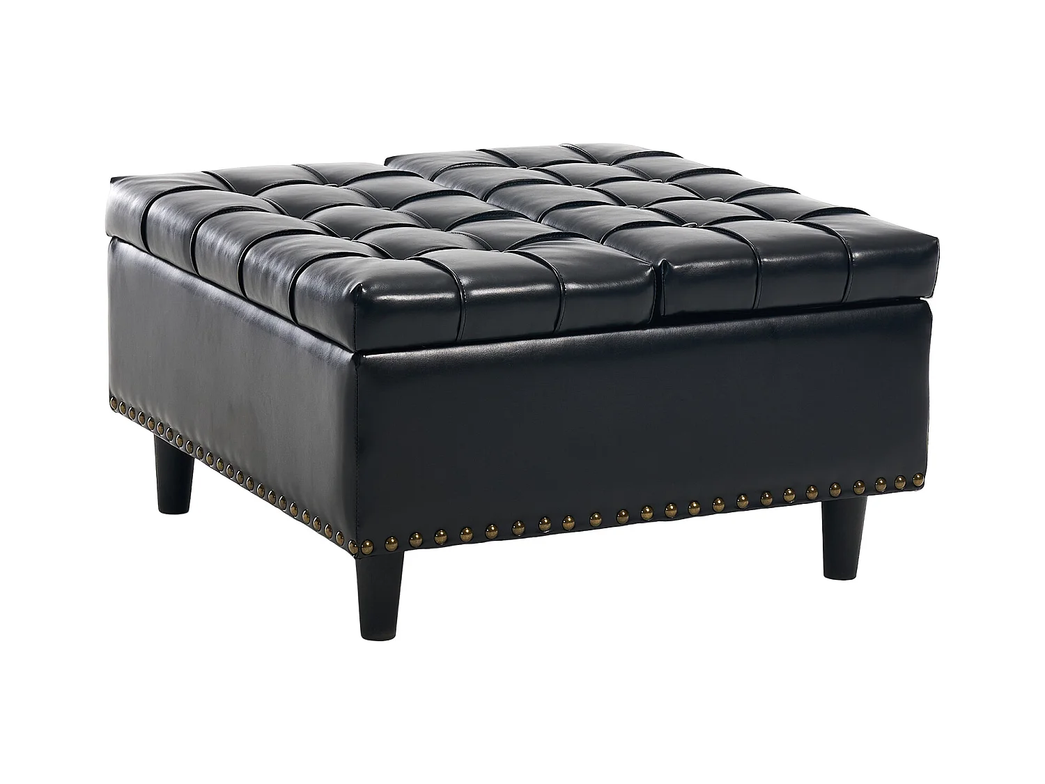 Chaise carrée avec rangement - Banc avec espace de rangement - PU noir