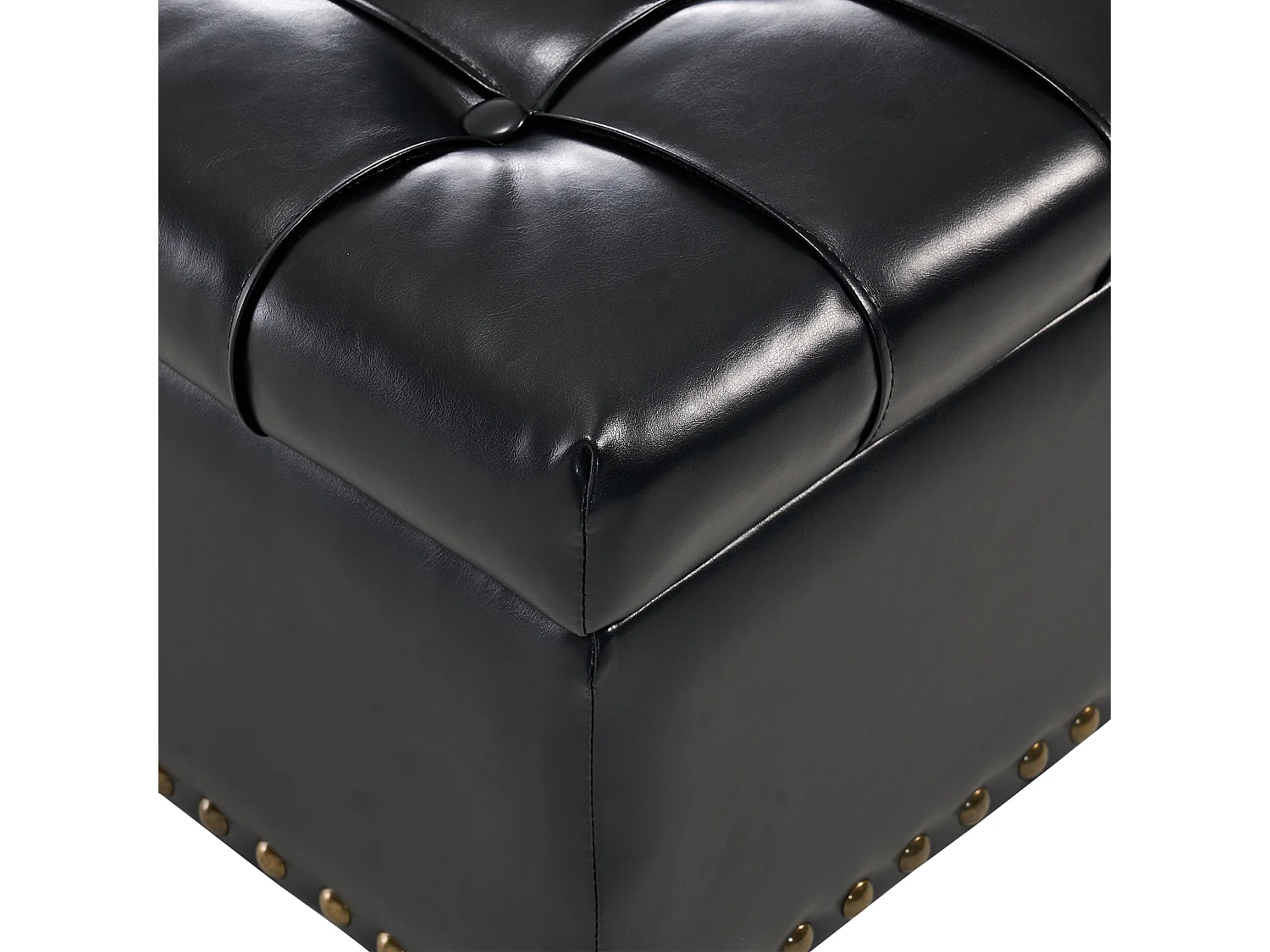 Chaise carrée avec rangement - Banc avec espace de rangement - PU noir