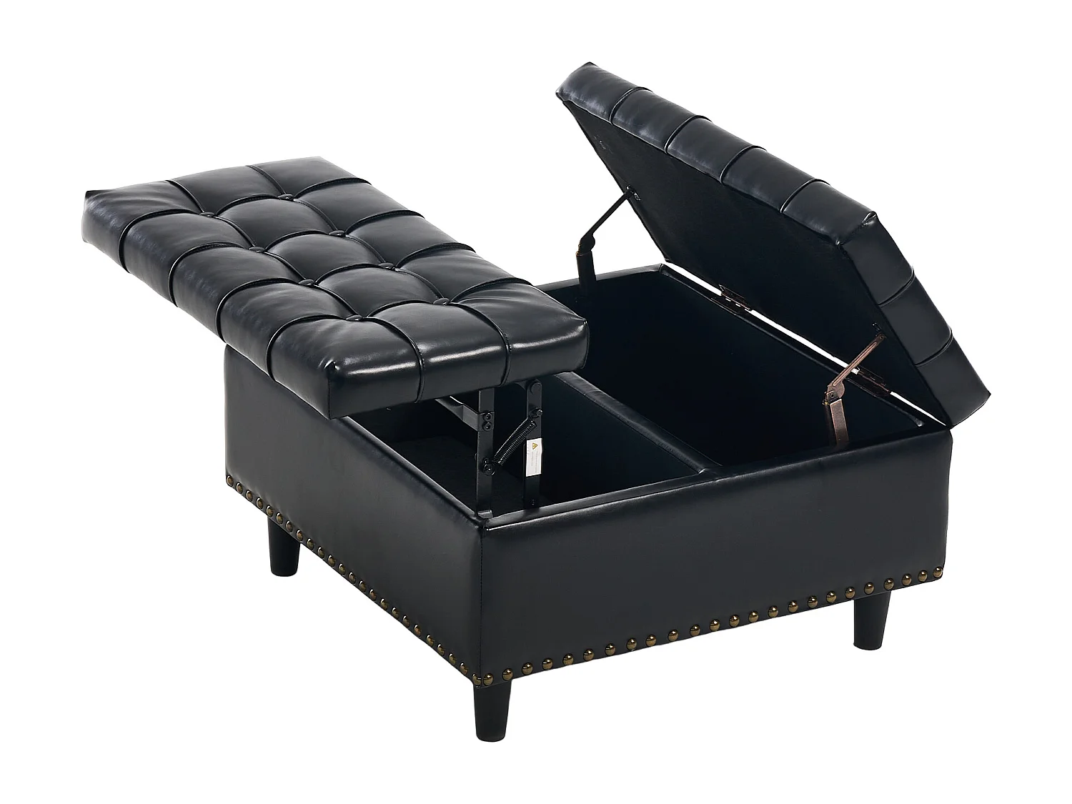 Chaise carrée avec rangement - Banc avec espace de rangement - PU noir