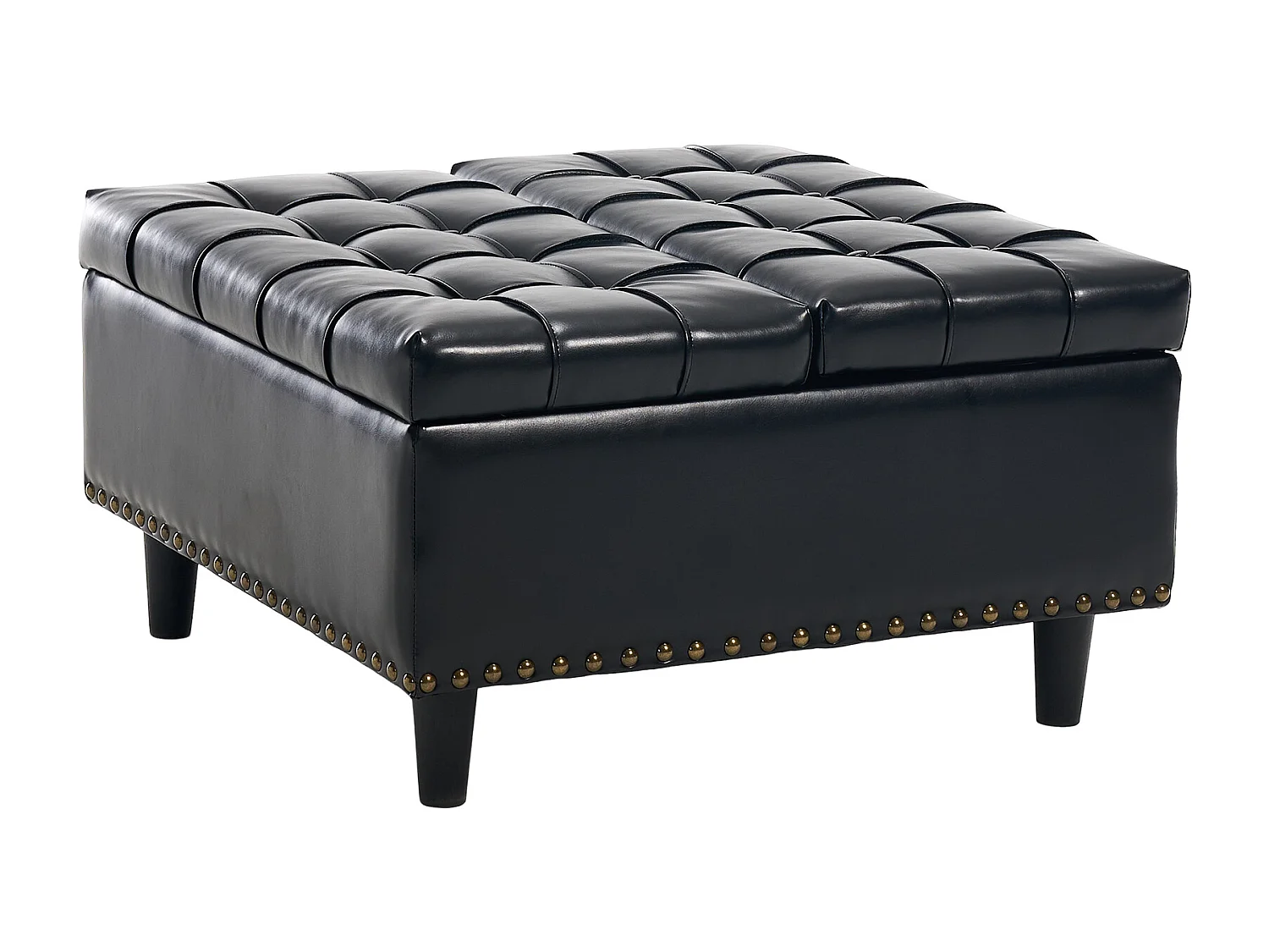 Chaise carrée avec rangement - Banc avec espace de rangement - PU noir