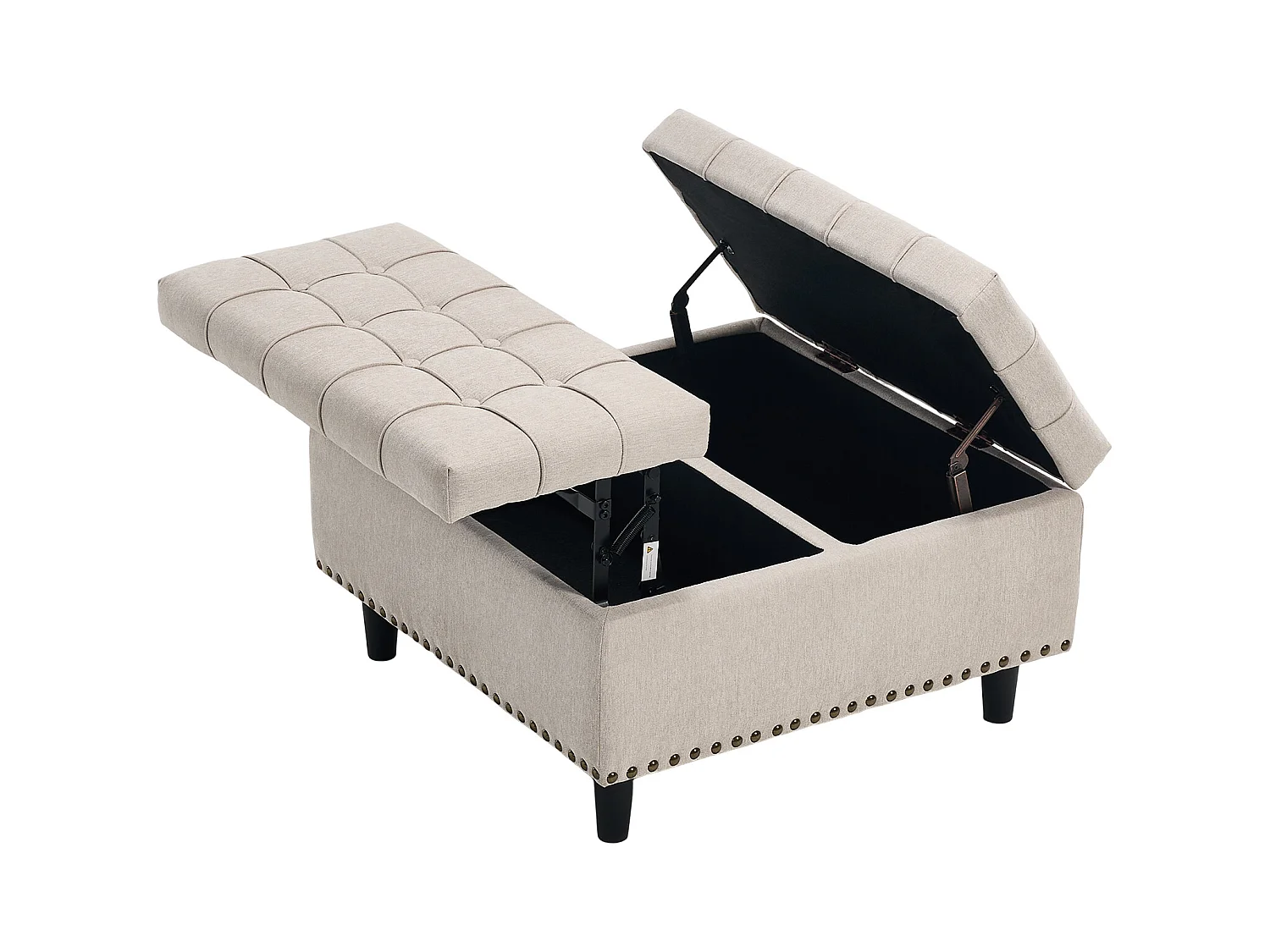 Quadratischer Stuhl mit Stauraum - Bank mit Stauraum - Beige PU