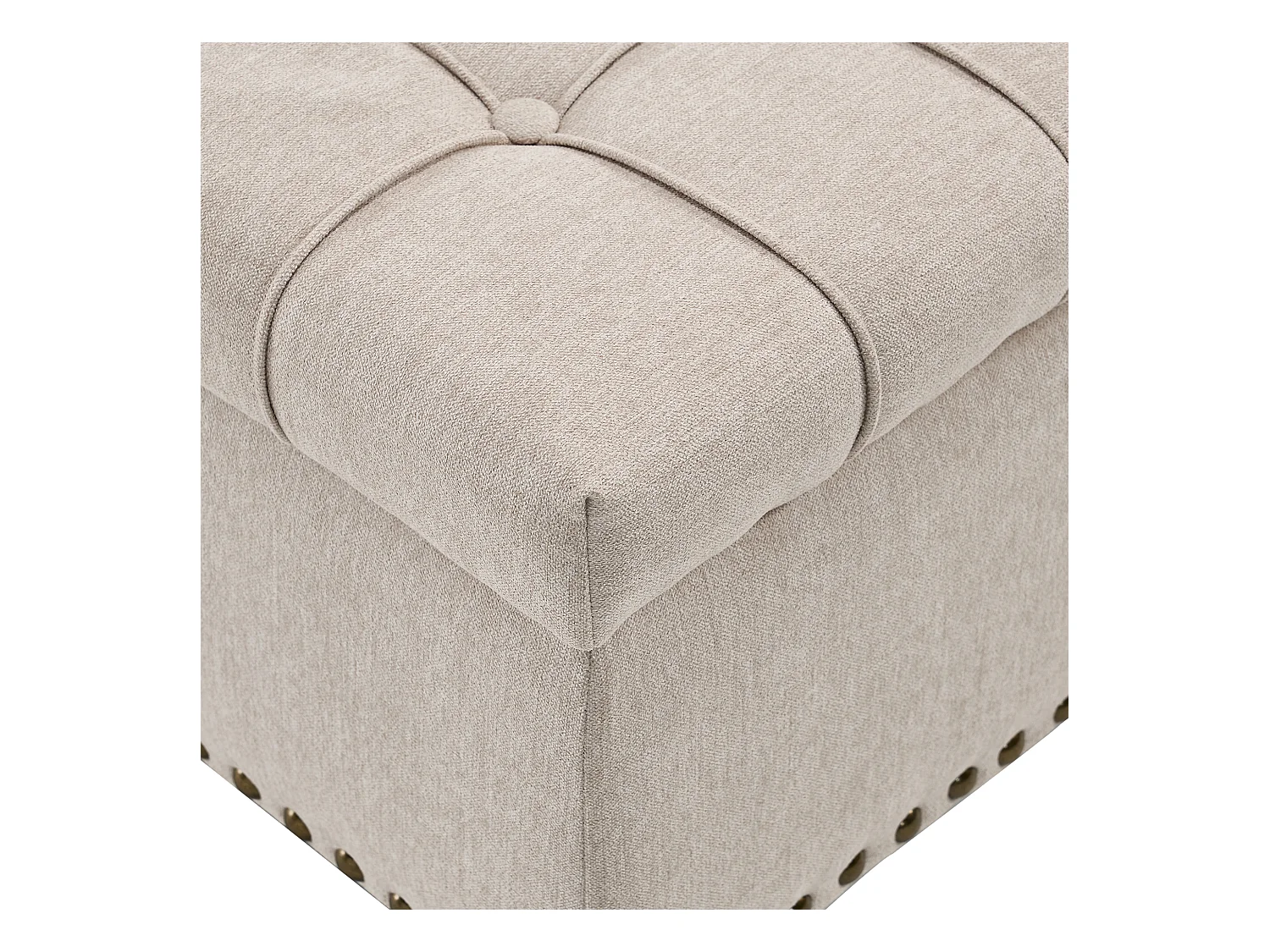 Quadratischer Stuhl mit Stauraum - Bank mit Stauraum - Beige PU