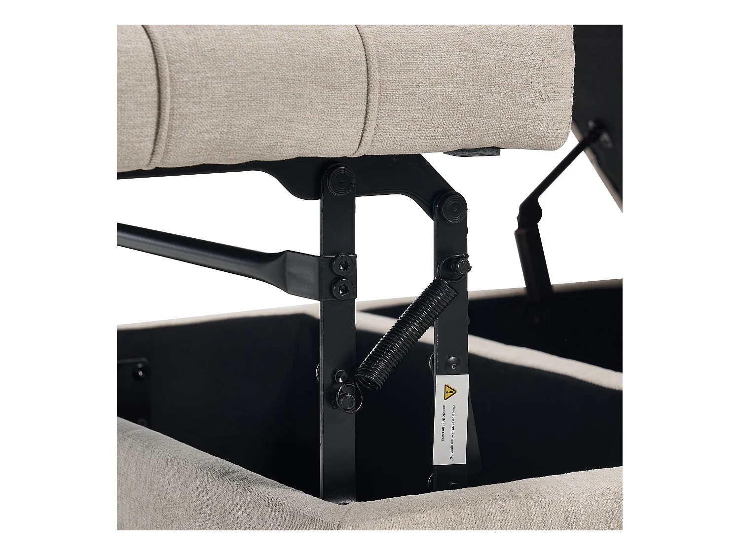 Quadratischer Stuhl mit Stauraum - Bank mit Stauraum - Beige PU