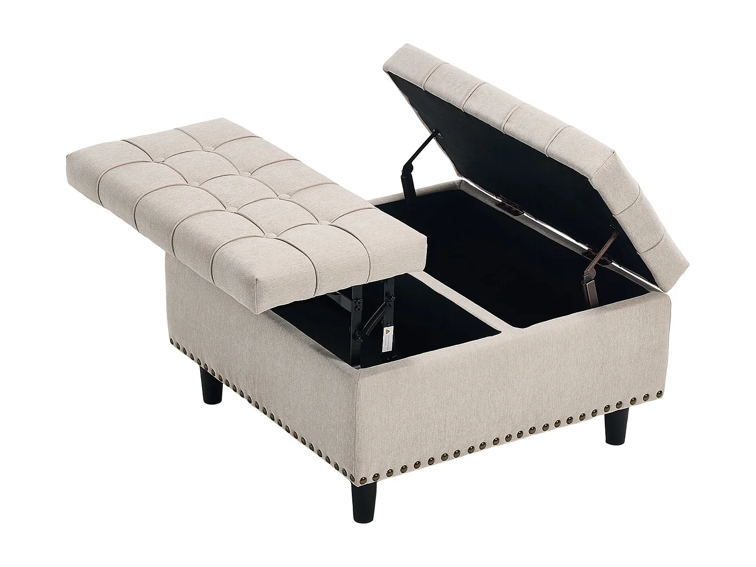 Chaise carrée avec rangement - Banc avec espace de rangement - PU beige