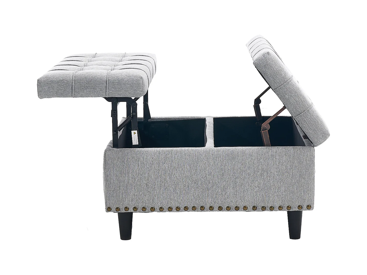 Chaise carrée avec rangement - Banc avec espace de rangement - PU gris