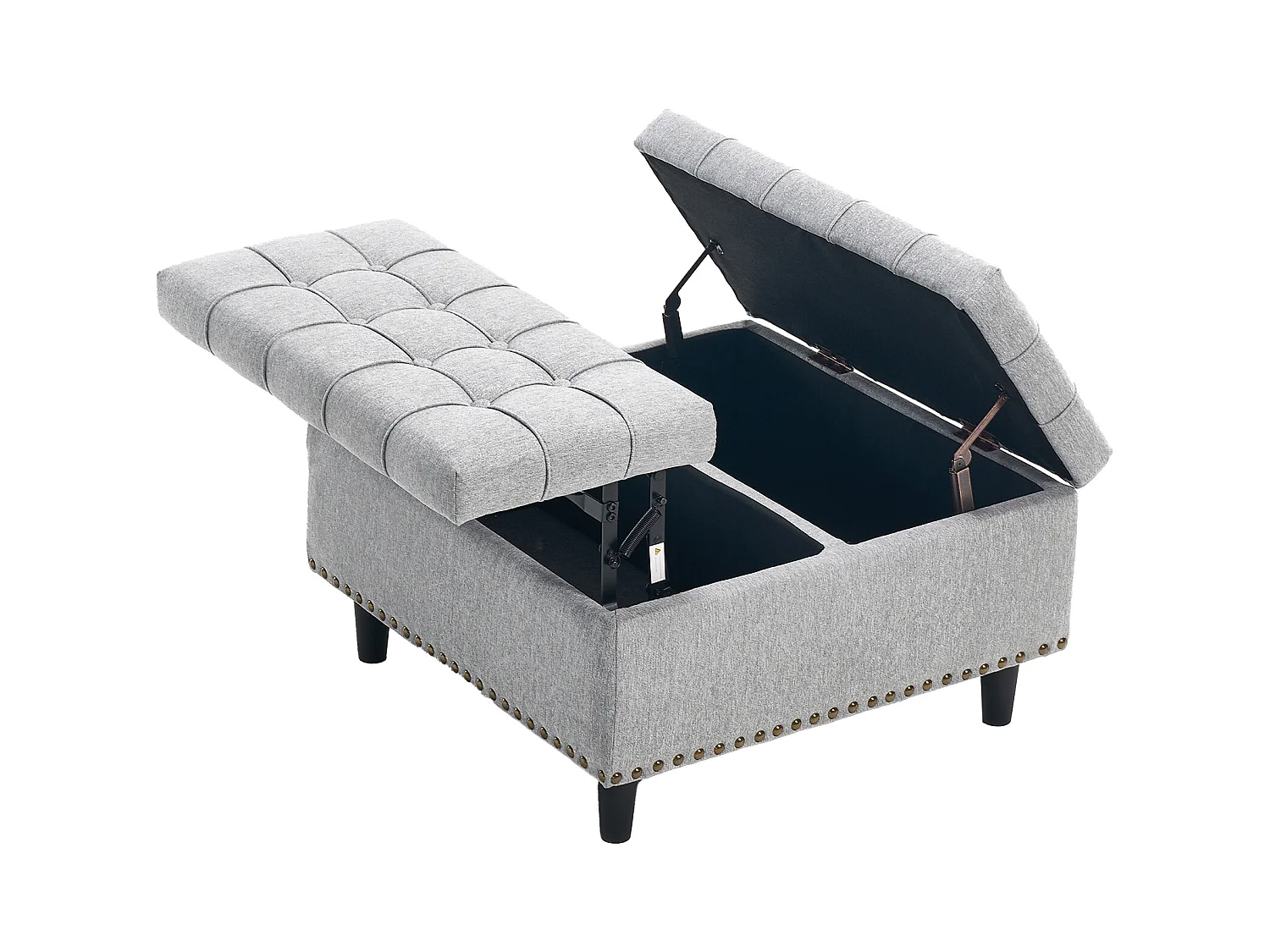Chaise carrée avec rangement - Banc avec espace de rangement - PU gris