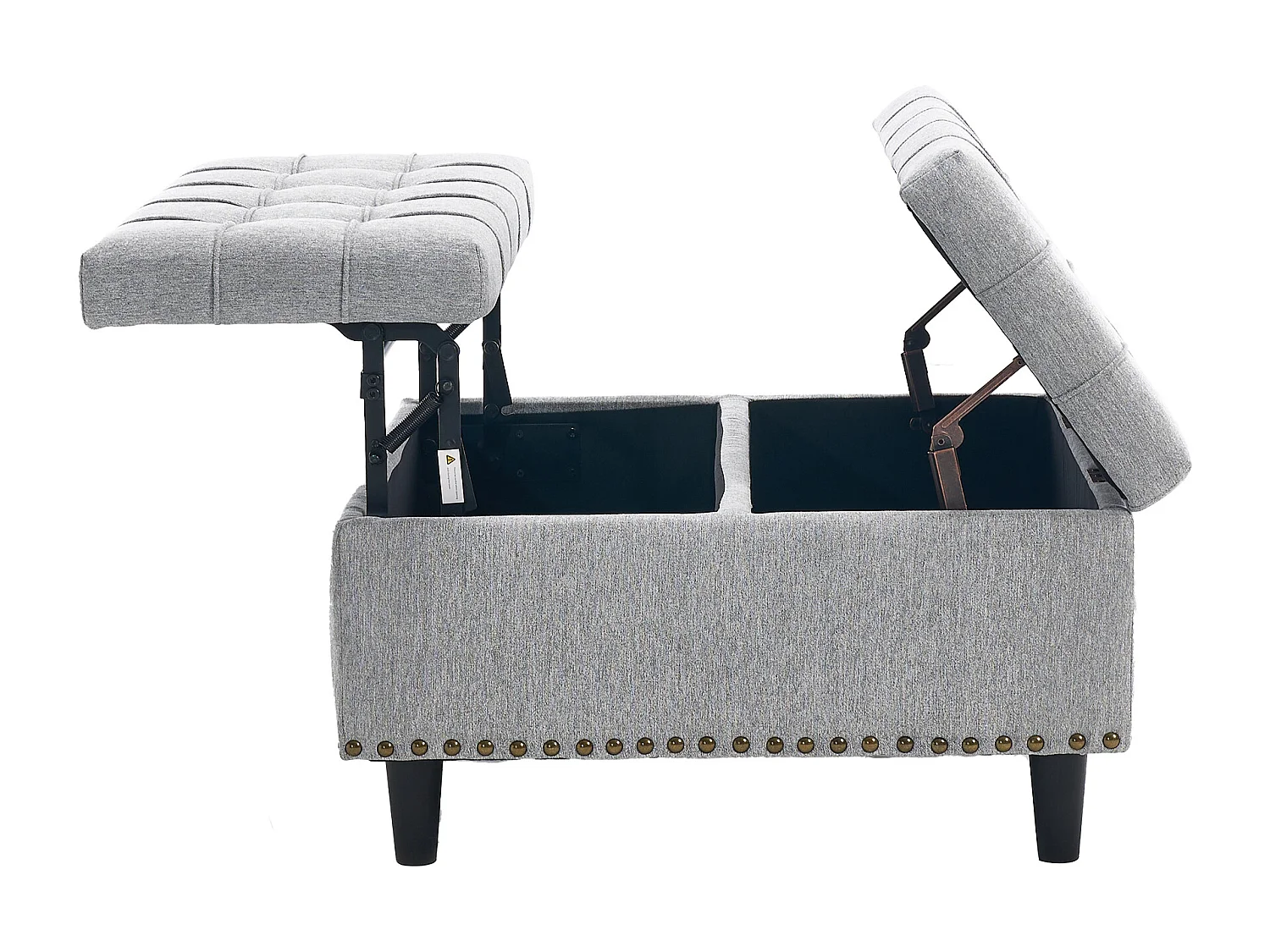 Chaise carrée avec rangement - Banc avec espace de rangement - PU gris