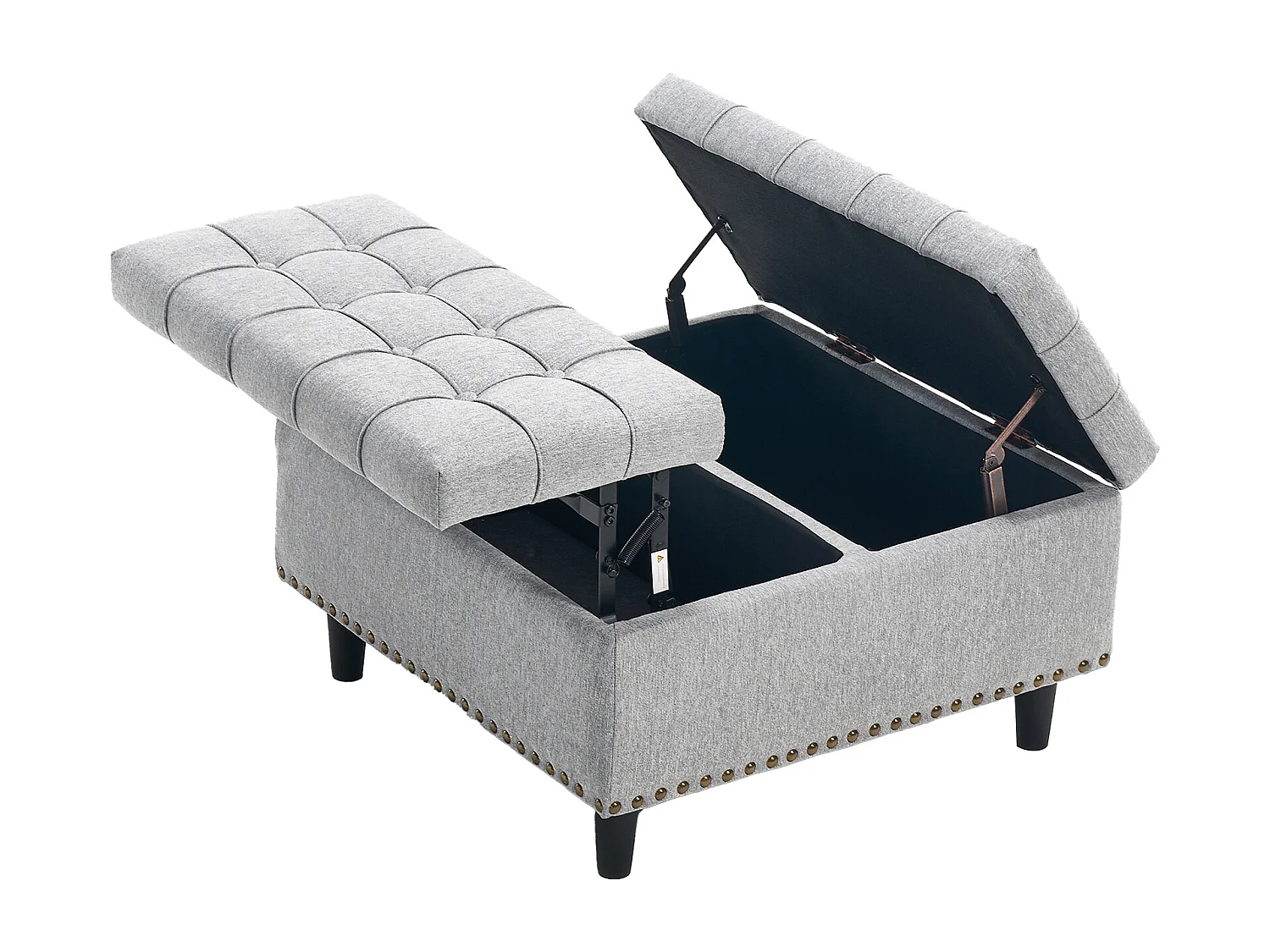 Chaise carrée avec rangement - Banc avec espace de rangement - PU gris