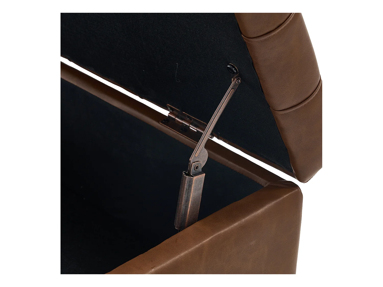 Quadratischer Stuhl mit Stauraum - Bank mit Stauraum - Braunes PU