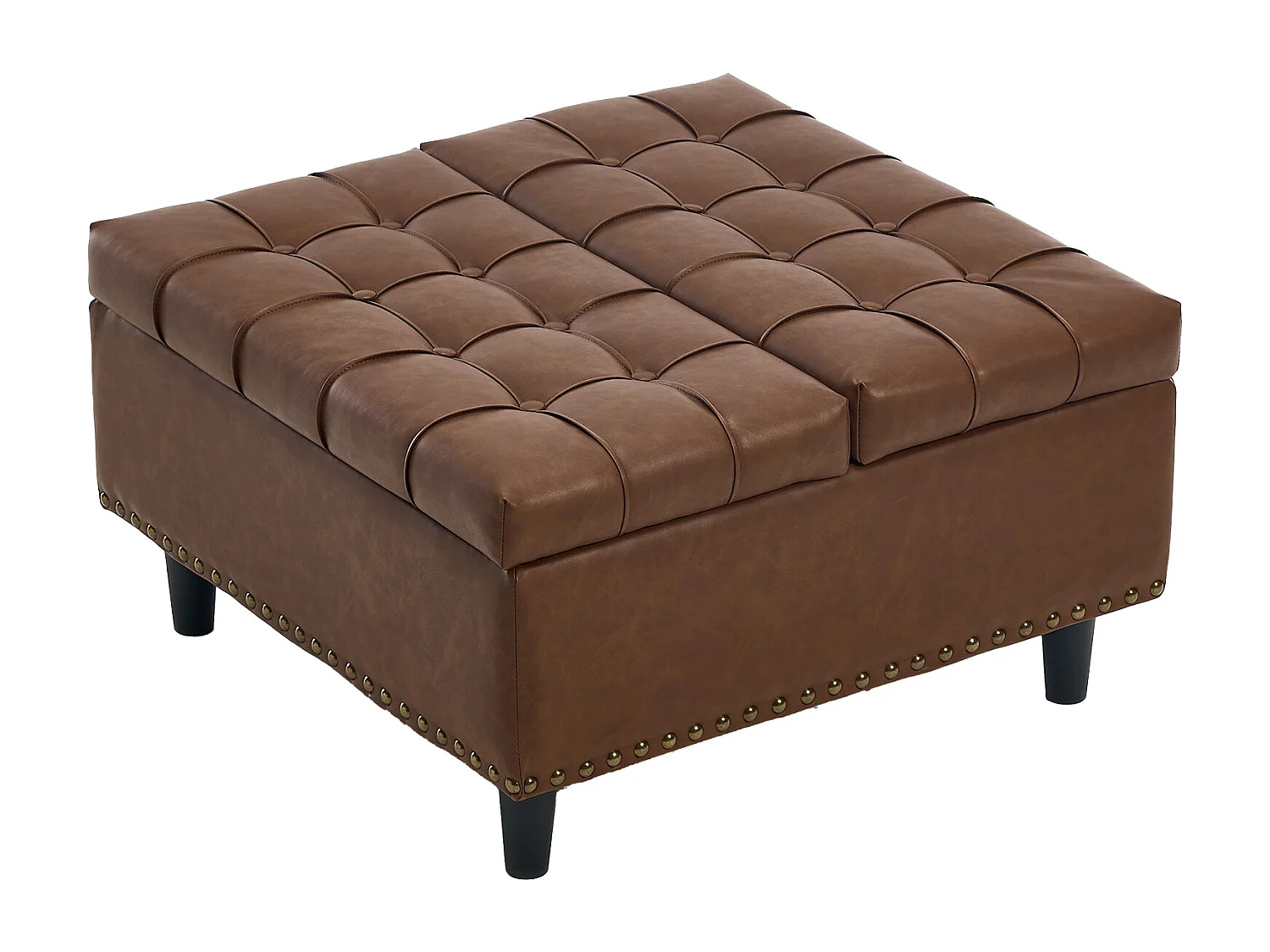Chaise carrée avec rangement - Banc avec espace de rangement - PU marron