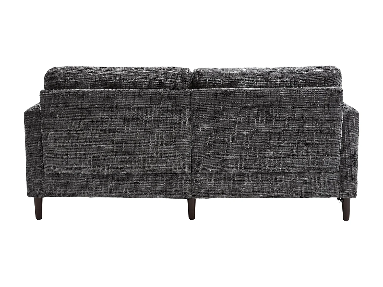 Grijze chenille 2-zitsbank - Rechte bank met opbergruimte en ledverlichting - USB-oplaadpoort en houten poten