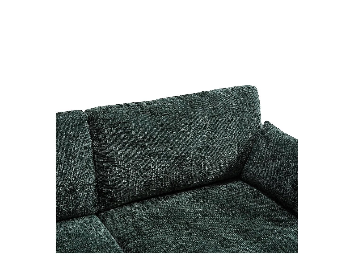 Canapé 2 places vert en chenille - Canapé droit avec rangement et éclairage LED - port de charge USB et pieds en bois