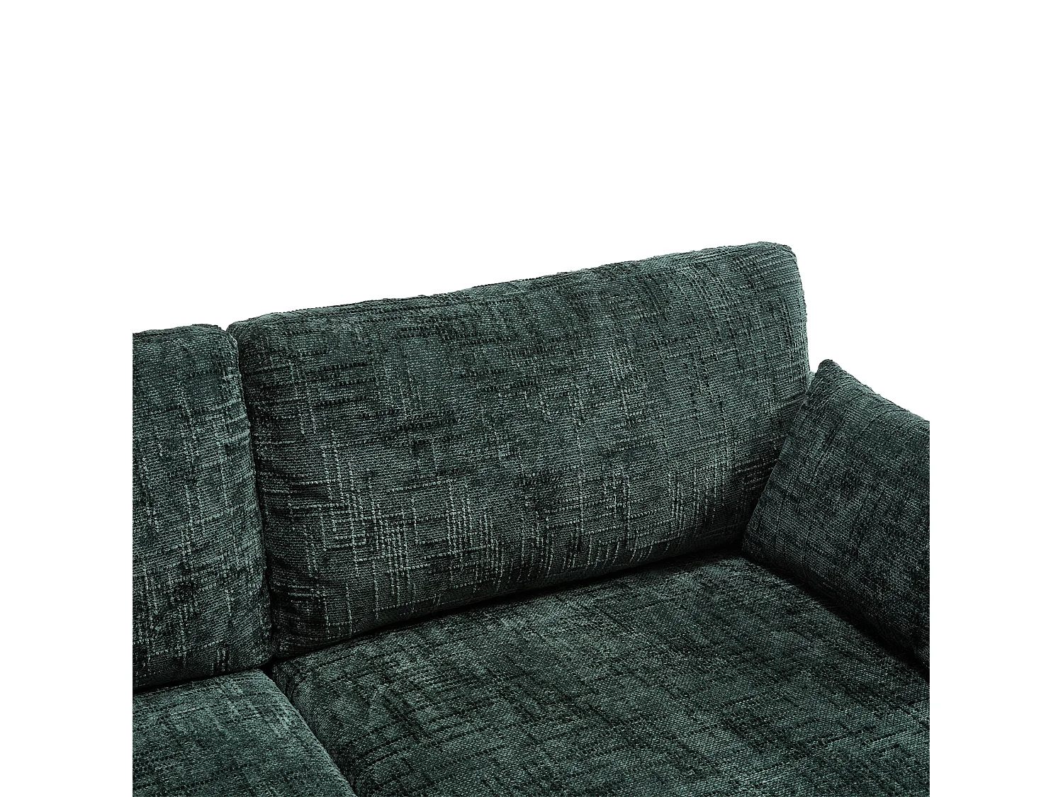 Sofá de 2 plazas de chenilla verde - Sofá recto con almacenaje e iluminación LED - Puerto de carga USB y patas de madera