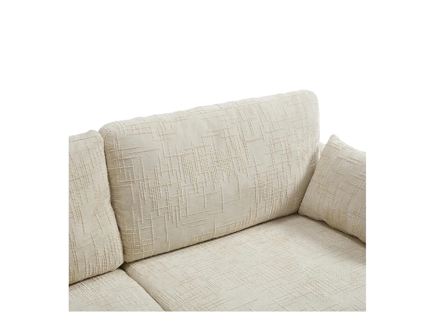 Canapé 2 places beige en chenille - Canapé droit avec rangement et éclairage LED - port de charge USB et pieds en bois