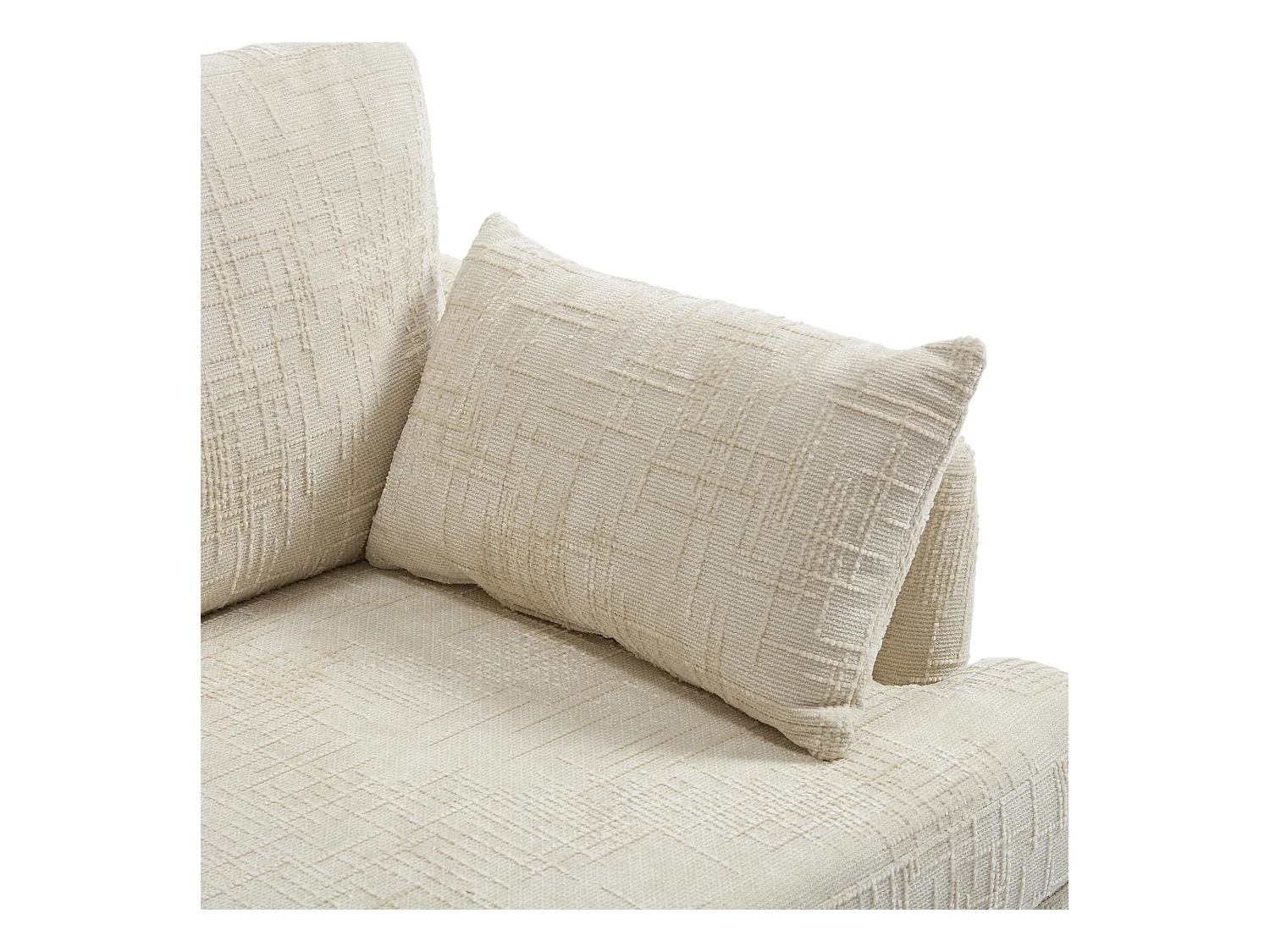 Canapé 2 places beige en chenille - Canapé droit avec rangement et éclairage LED - port de charge USB et pieds en bois