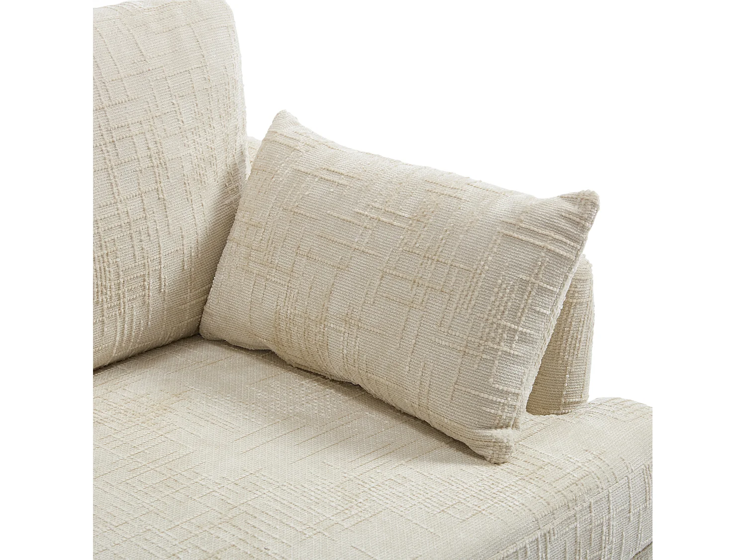 Sofá de 2 plazas de chenilla beige - Sofá recto con almacenaje e iluminación LED - Puerto de carga USB y patas de madera