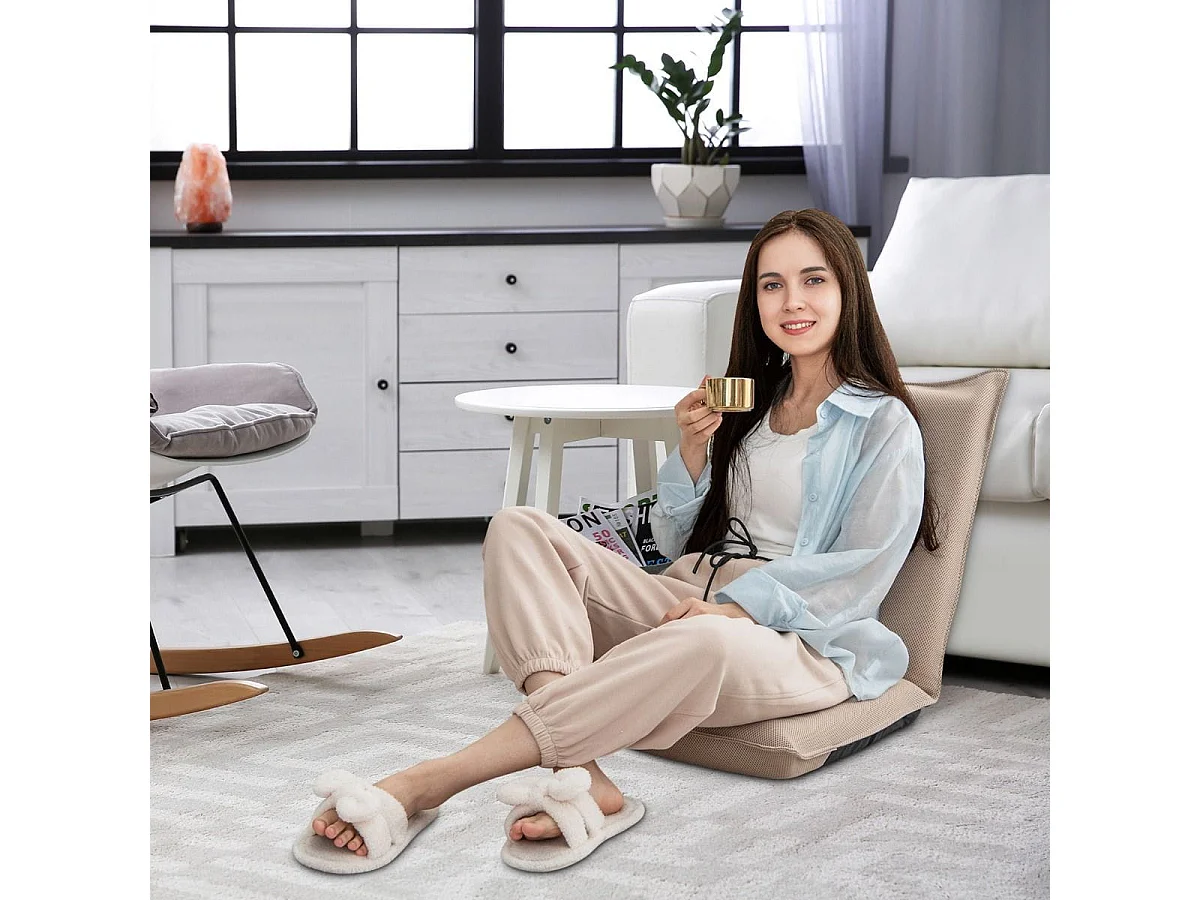 Chaise de Sol Pliable Tatami Inclinable en 6 Position 44 x 54,5 x 53,5 CM  Marron