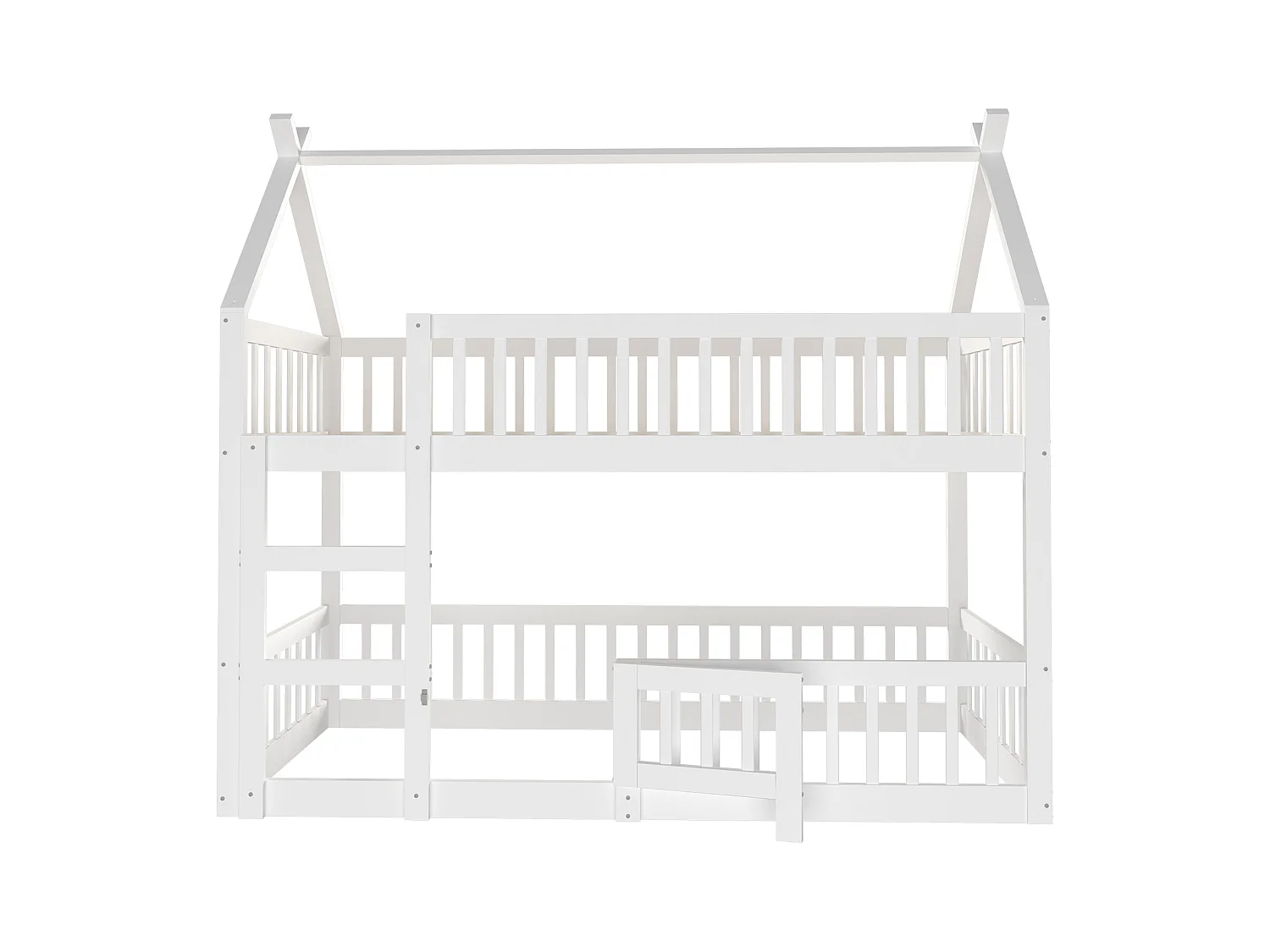 Lit superposé 90 x 200 cm - Lit enfant avec escalier et barrières - lit superposé inférieur avec porte - bois blanc