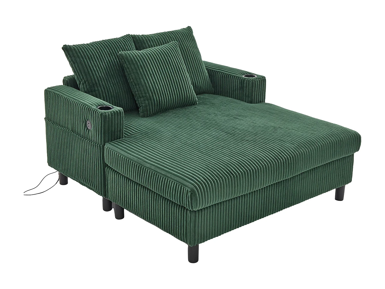 Groene 1-zitsbank - Relaxfauteuil met bekerhouders aan de zijkant en USB-oplaadpoort - LED-sfeerverlichting