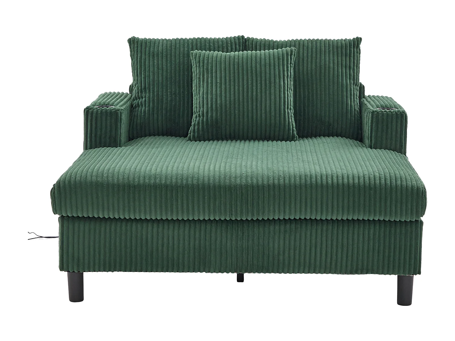 Groene 1-zitsbank - Relaxfauteuil met bekerhouders aan de zijkant en USB-oplaadpoort - LED-sfeerverlichting