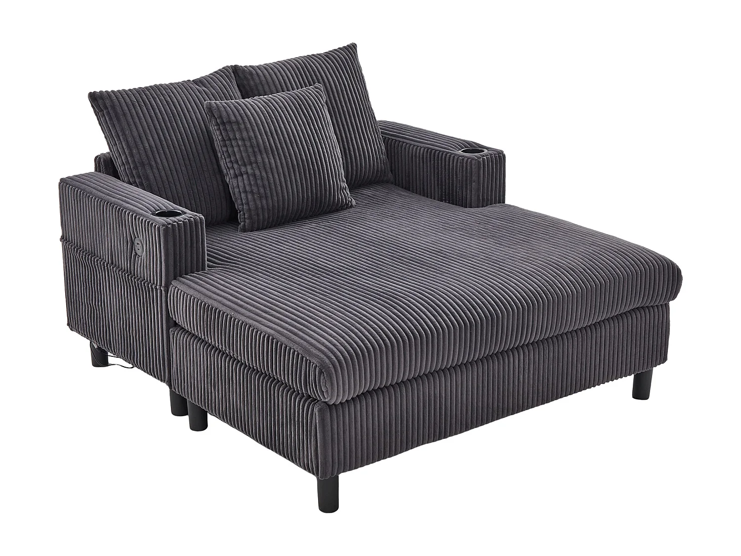 Grijze 1-zitsbank - Relaxfauteuil met bekerhouders aan de zijkant en USB-oplaadpoort - LED-sfeerverlichting