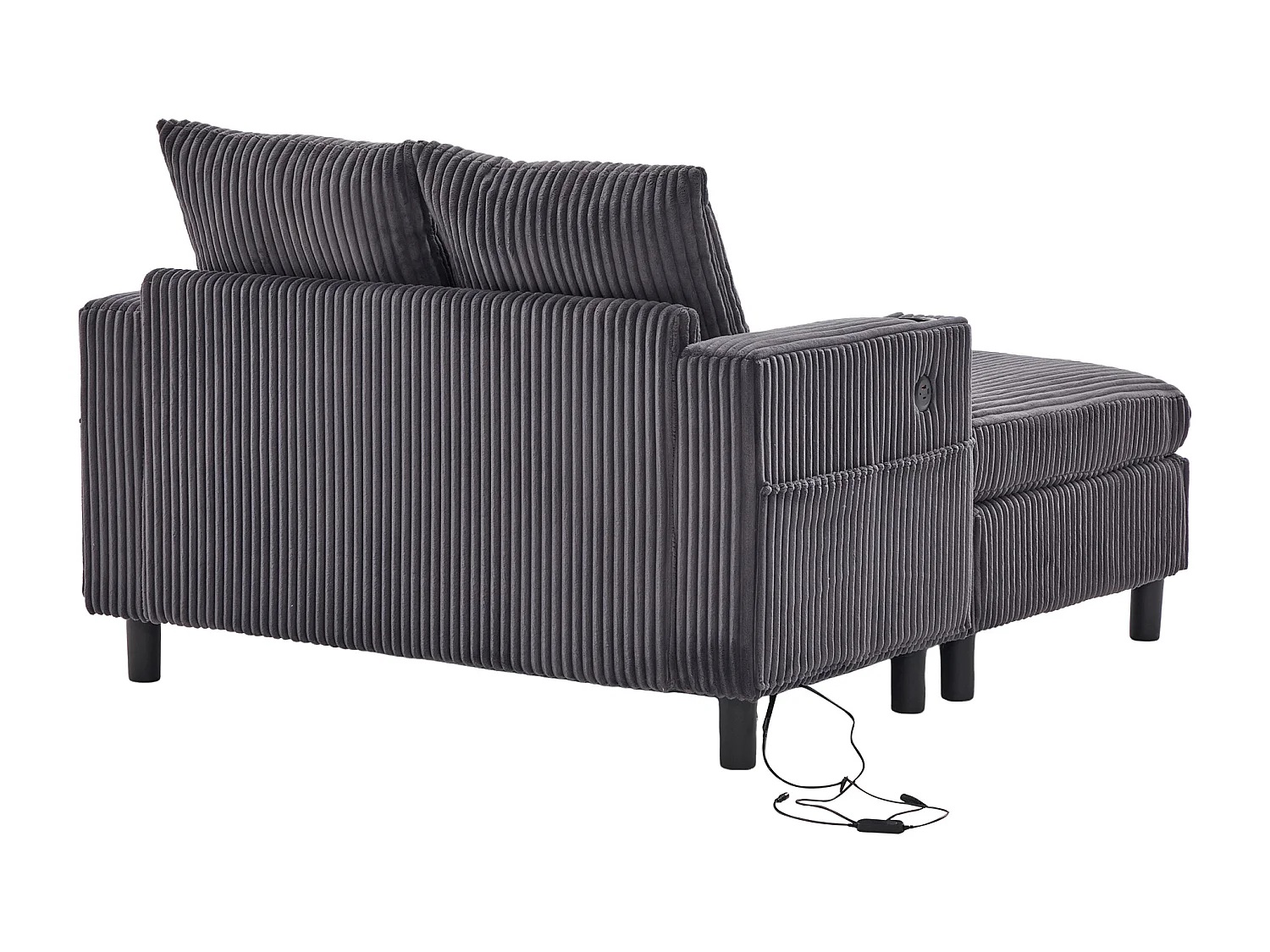 Grijze 1-zitsbank - Relaxfauteuil met bekerhouders aan de zijkant en USB-oplaadpoort - LED-sfeerverlichting