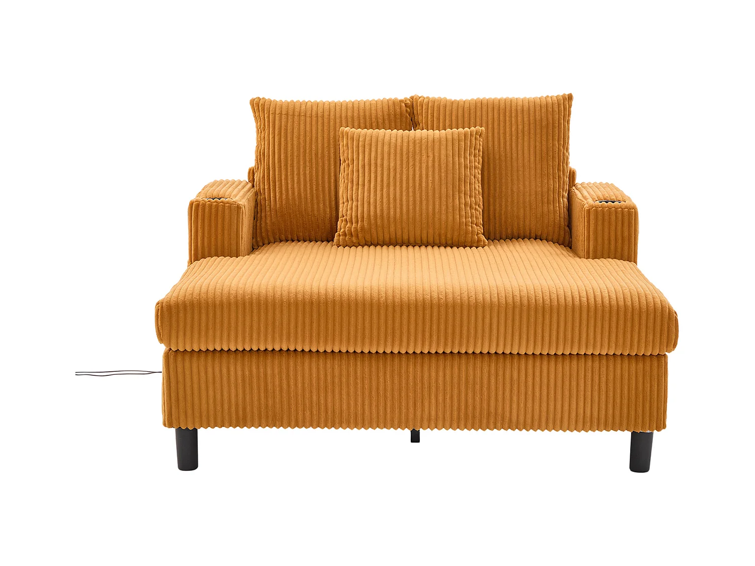 Canapé 1 place jaune - Fauteuil inclinable avec porte-gobelets latéraux et port de charge USB - éclairage d'ambiance LED