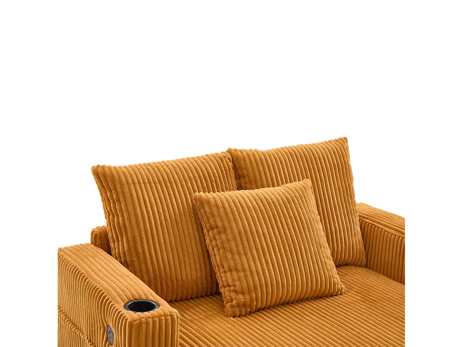 Gele 1-zitsbank - Relaxfauteuil met bekerhouders aan de zijkant en USB-oplaadpoort - LED-sfeerverlichting