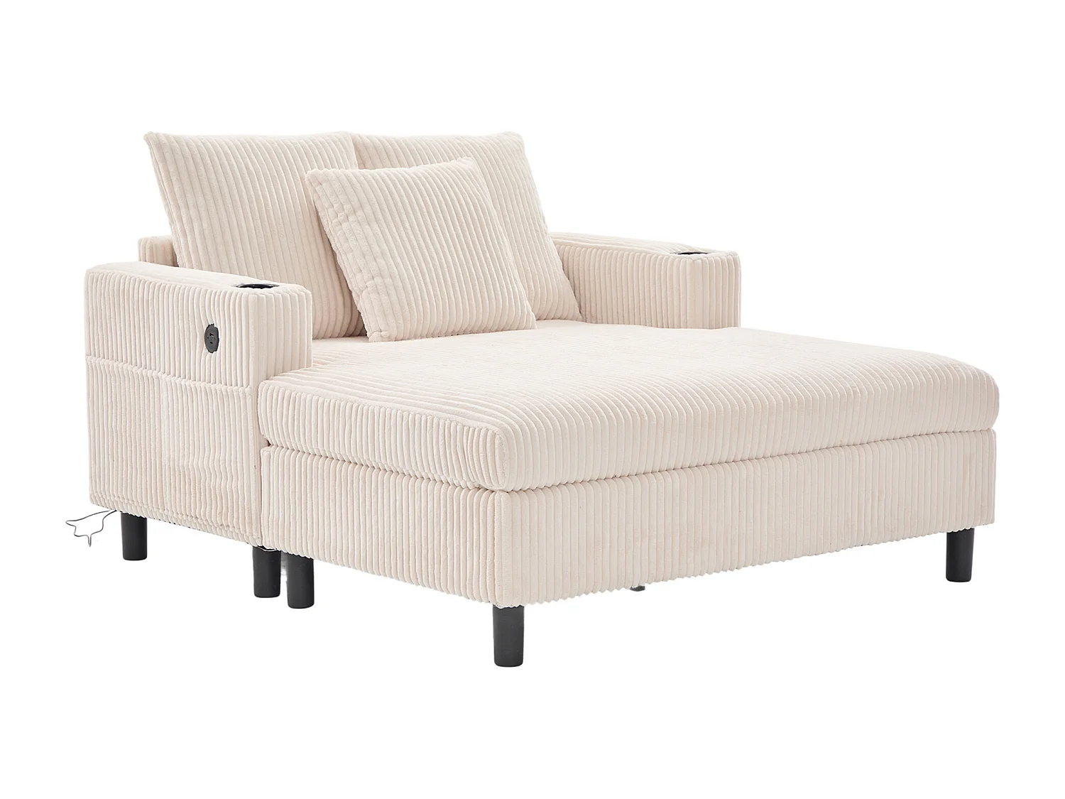 Canapé 1 place beige - Fauteuil inclinable avec porte-gobelets latéraux et port de charge USB - éclairage d'ambiance LED