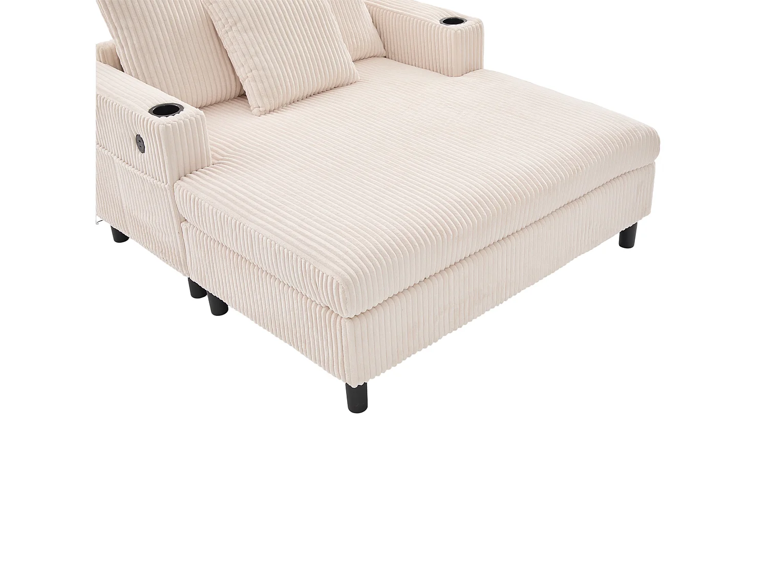 Canapé 1 place beige - Fauteuil inclinable avec porte-gobelets latéraux et port de charge USB - éclairage d'ambiance LED