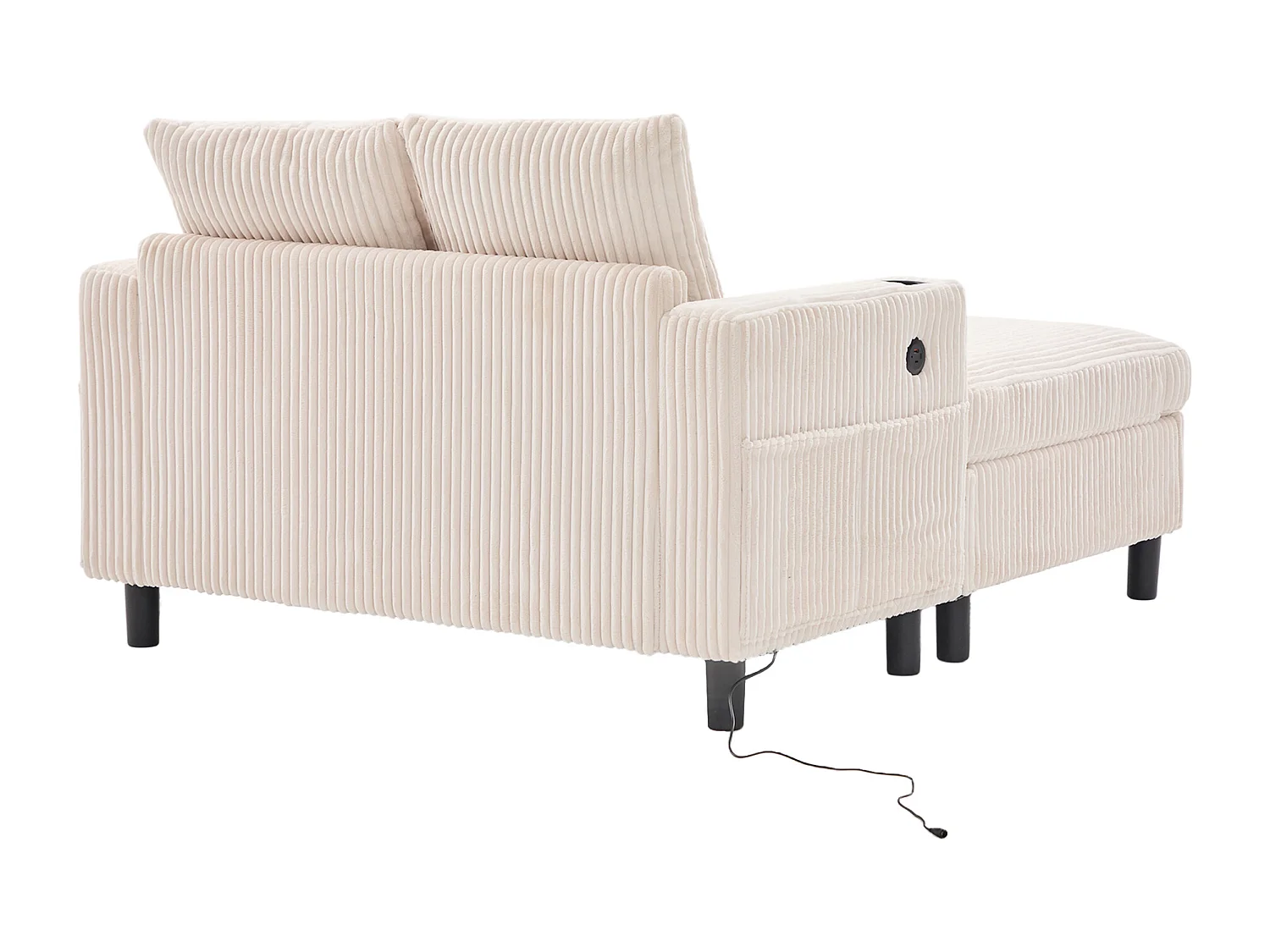 Canapé 1 place beige - Fauteuil inclinable avec porte-gobelets latéraux et port de charge USB - éclairage d'ambiance LED