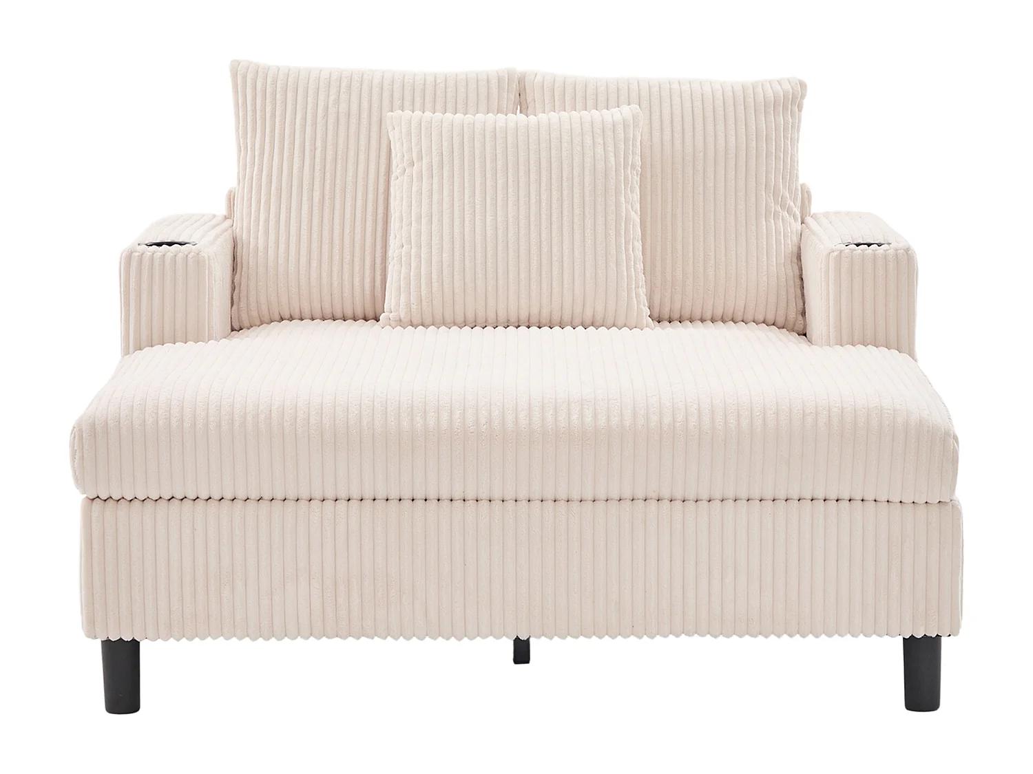 Canapé 1 place beige - Fauteuil inclinable avec porte-gobelets latéraux et port de charge USB - éclairage d'ambiance LED