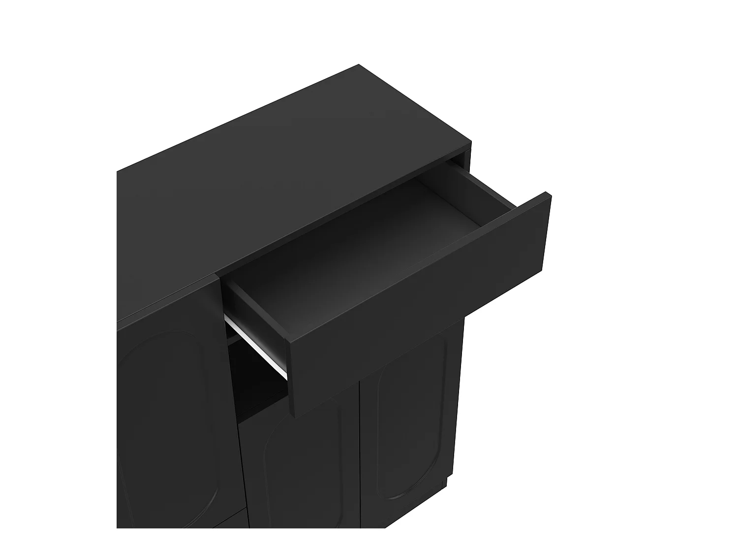 Meuble à chaussures avec assise rembourrée - Meuble à chaussures 3 portes et 1 tiroir - rangement ouvert - noir