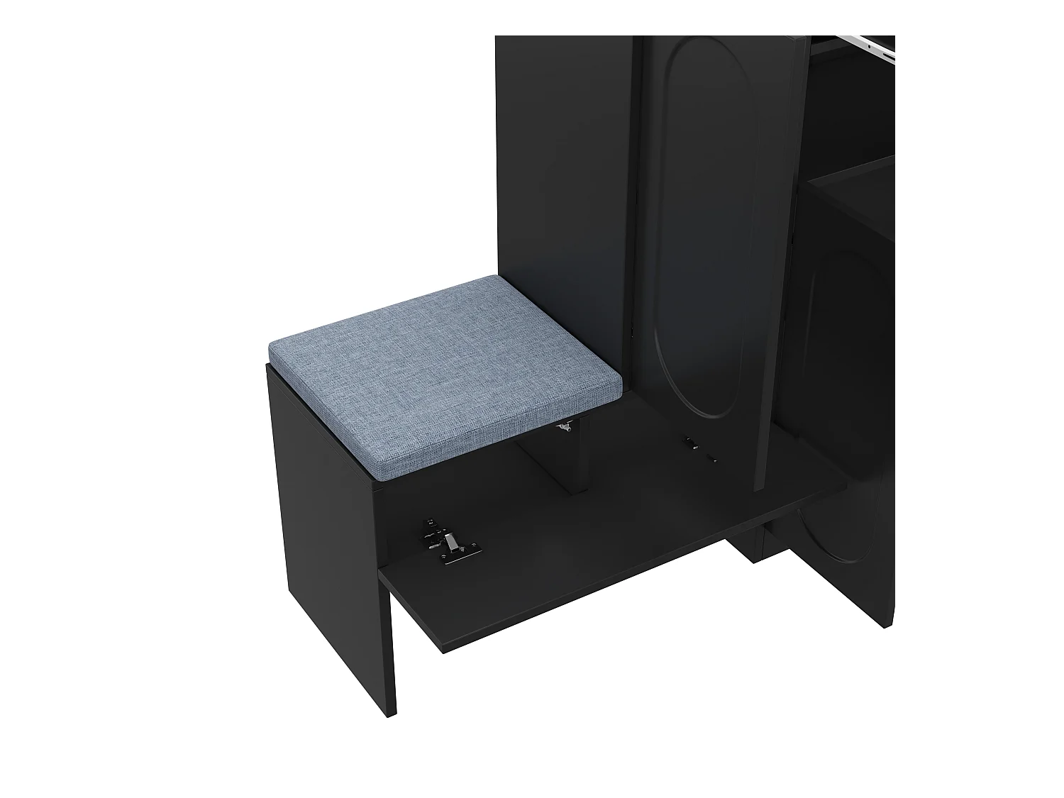 Meuble à chaussures avec assise rembourrée - Meuble à chaussures 3 portes et 1 tiroir - rangement ouvert - noir