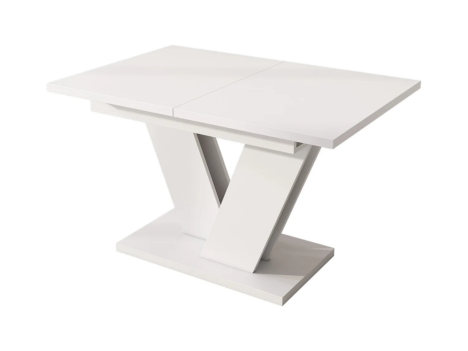 Mesa de comedor rectangular blanca - Mesa extensible con patas en forma de V - tablero acolchado
