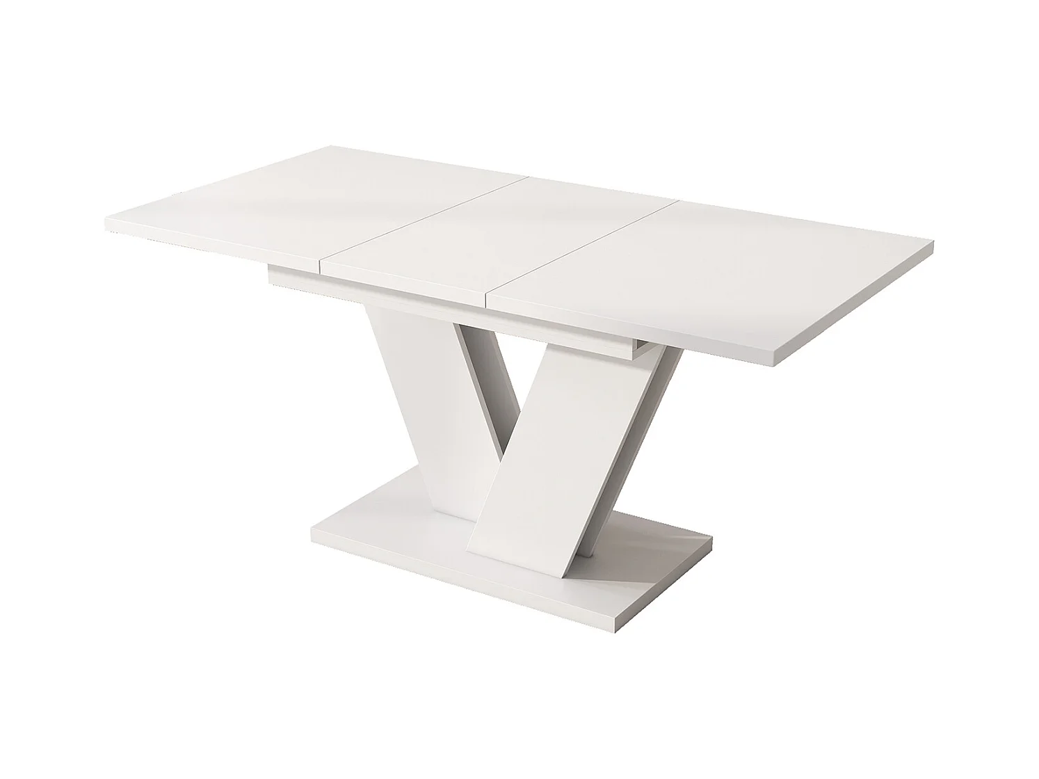 Mesa de comedor rectangular blanca - Mesa extensible con patas en forma de V - tablero acolchado