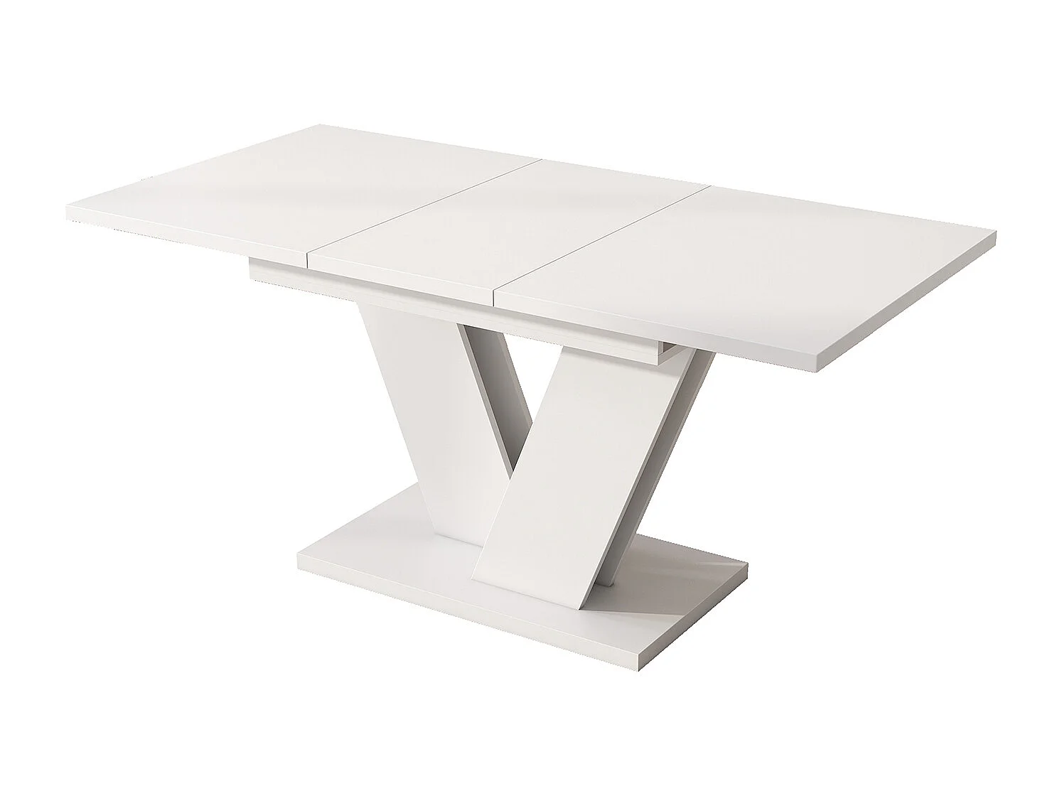 Table à manger rectangulaire blanc - Table extensible avec pieds en V - plateau rembourré