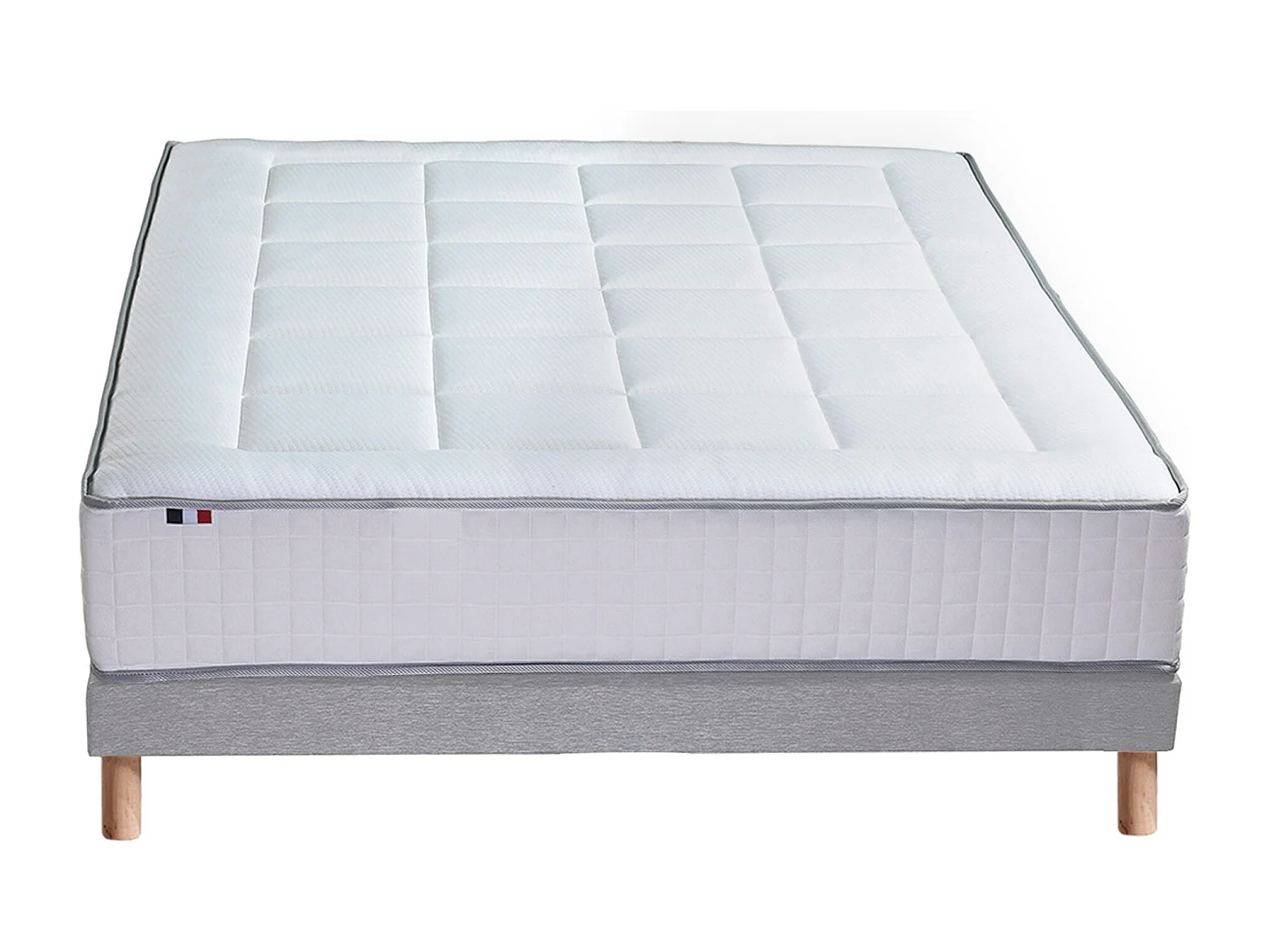 Ensemble matelas Ressort 7 zones + sommier + oreiller + couette - FABRICATION FRANCAISE Dimensions - 140 x 190 cm