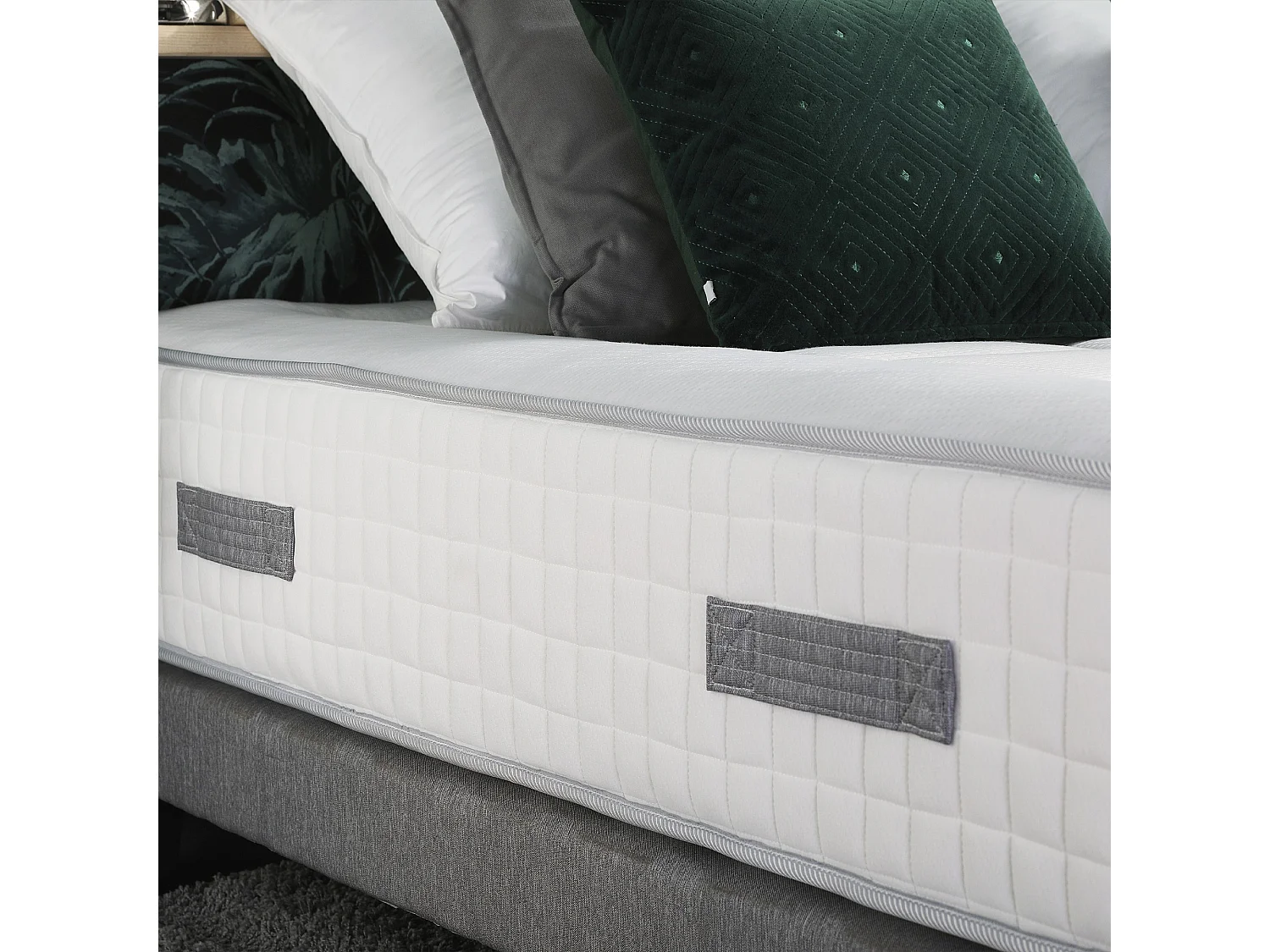 Ensemble matelas Ressort 7 zones + sommier + oreiller + couette - FABRICATION FRANCAISE Dimensions - 140 x 190 cm