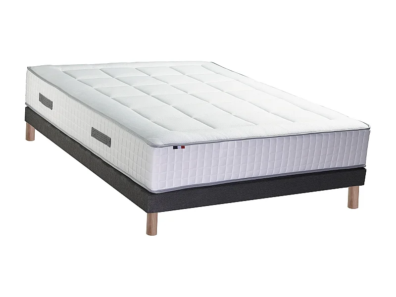 Ensemble matelas mémoire 7 zones BELLAGIO 2 avec sommier tapissier Dimensions - 140 x 190 cm
