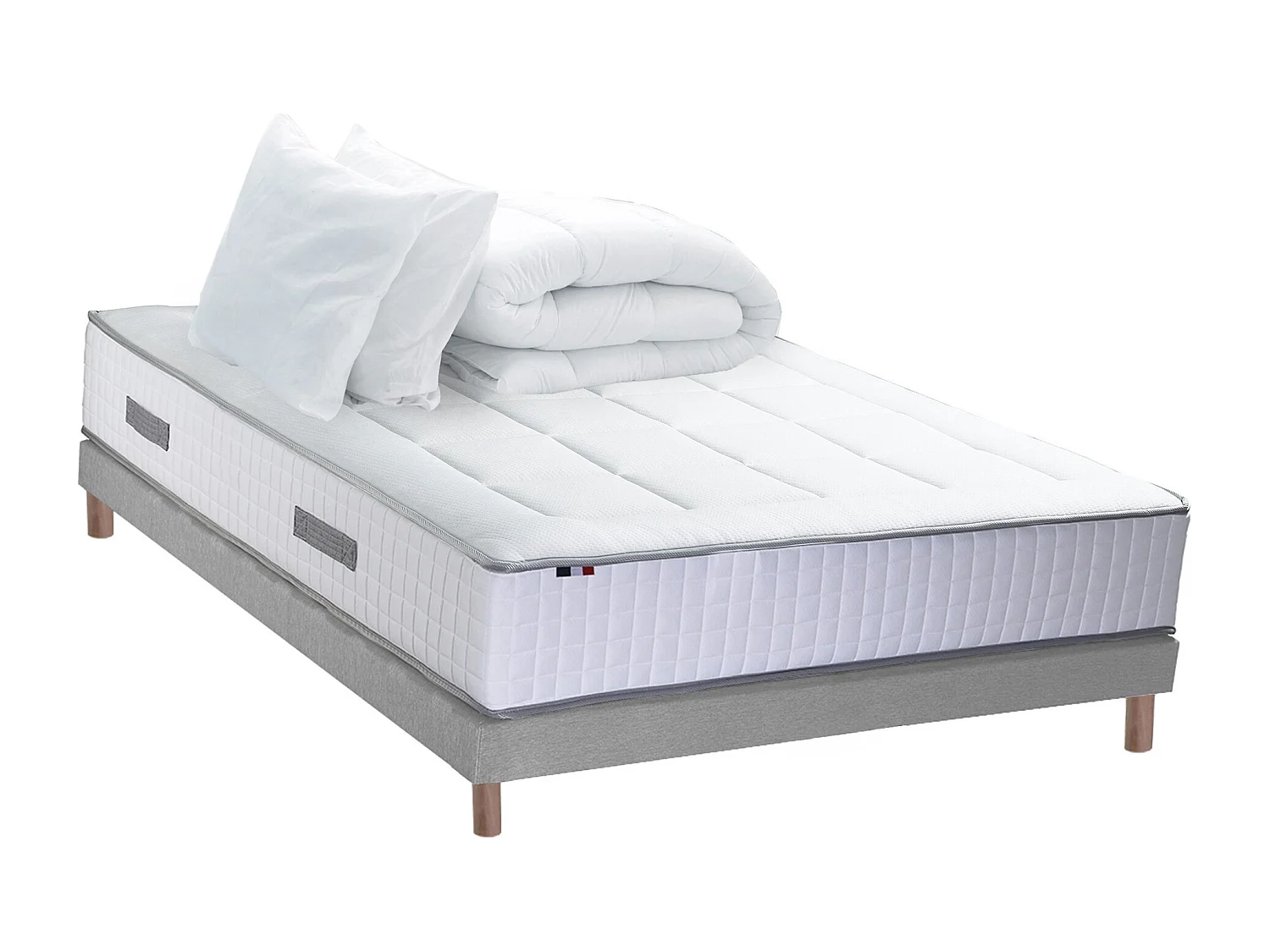 Pack complet avec matelas 28 cm BELLAGIO 2, sommier, oreillers et couette Dimensions - 140 x 190 cm