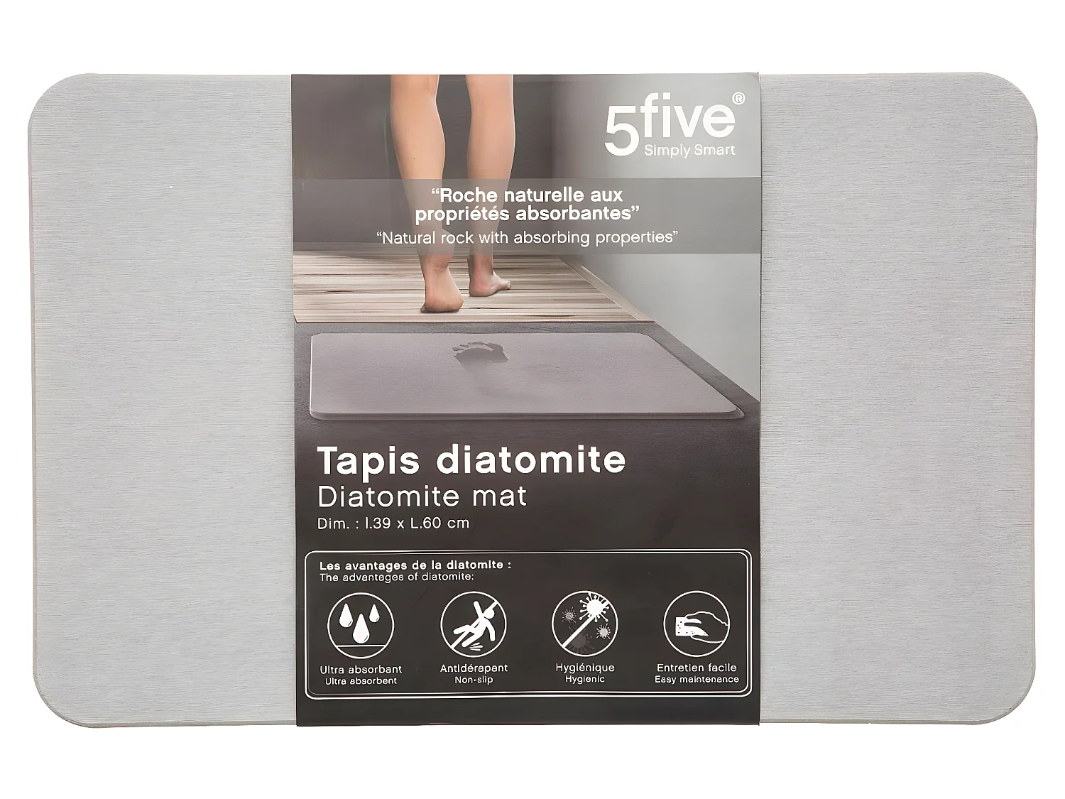 Tapis de salle de bain en Diatomite  39 x 60 cm