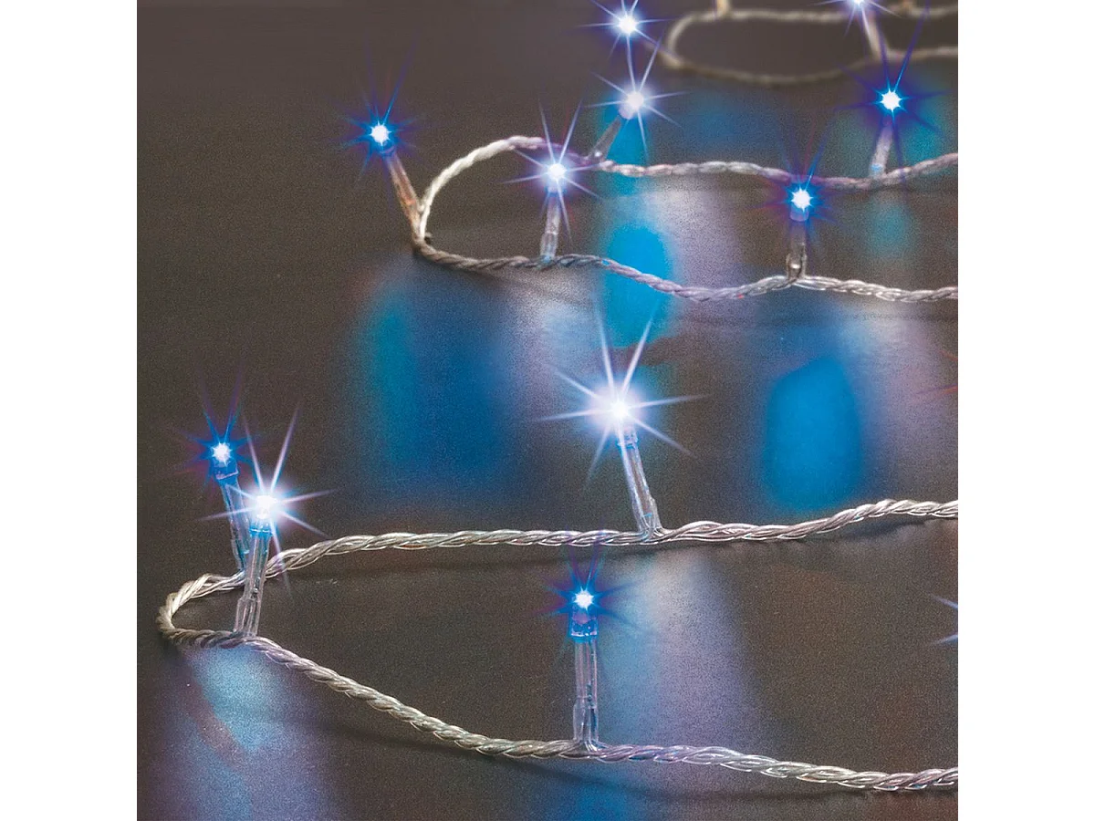 Guirlande Lumineuse Extérieur 10 mètres 100 LED Blanc et Bleu 8 jeux de lumière