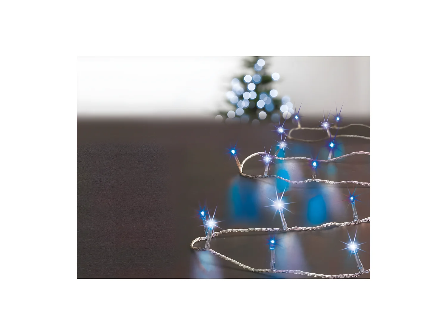 Guirlande Lumineuse Extérieur 10 mètres 100 LED Blanc et Bleu 8 jeux de lumière