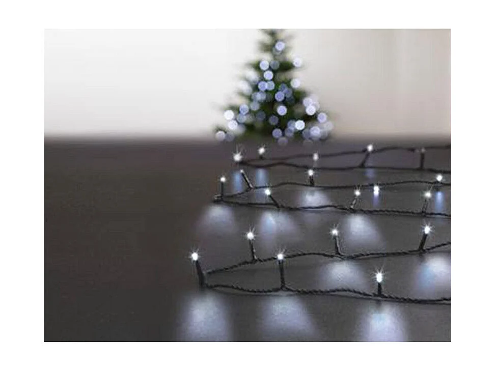 Guirlande lumineuse solaire 100 LED Blanc froid 10 Mètres et 8 jeux de lumière