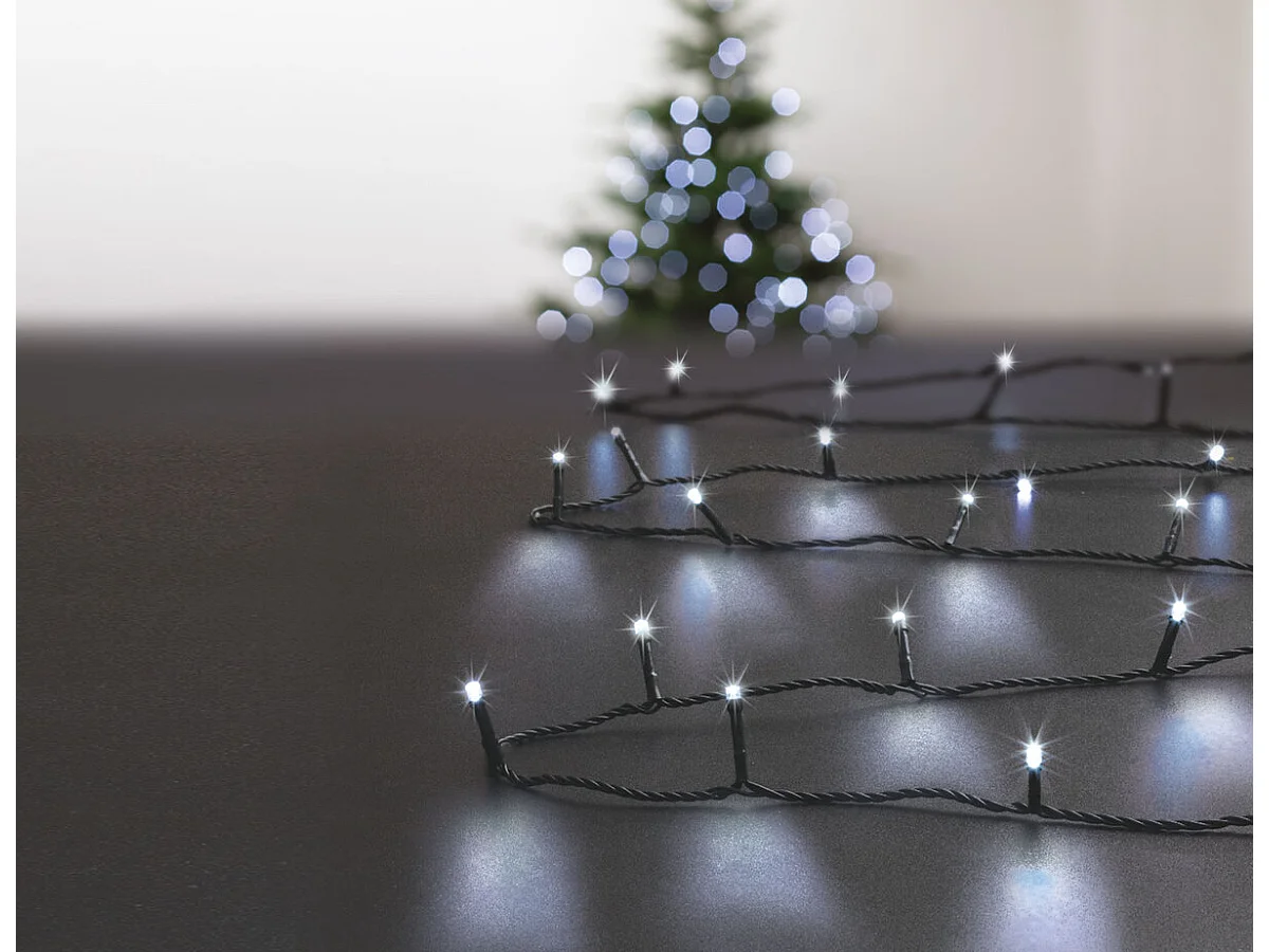 Guirlande lumineuse solaire 200 LED Blanc froid 20 Mètres et 8 jeux de lumière