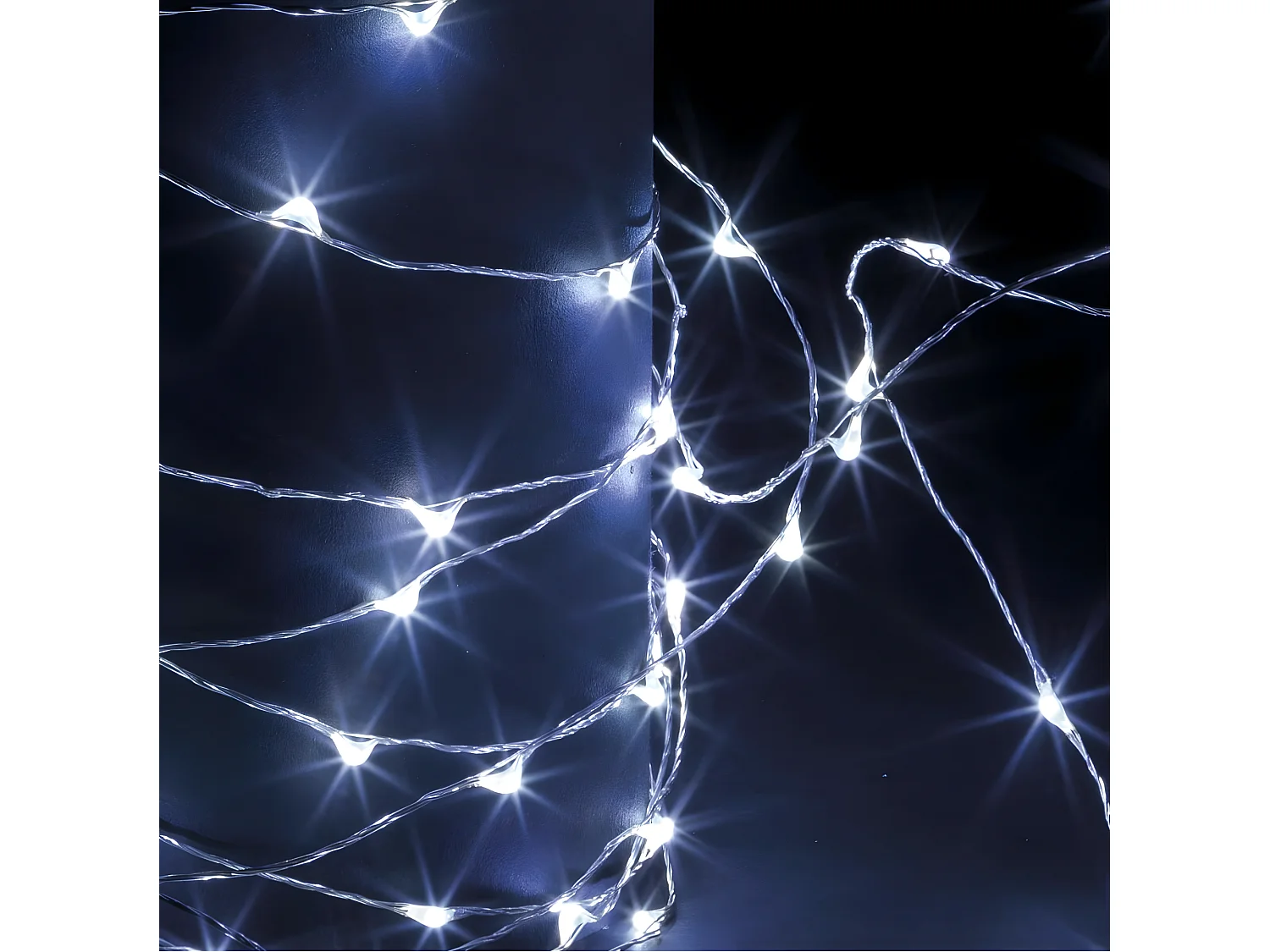 Guirlande lumineuse solaire 10 mètres 100 MicroLED Blanc Froid 8 jeux de lumière