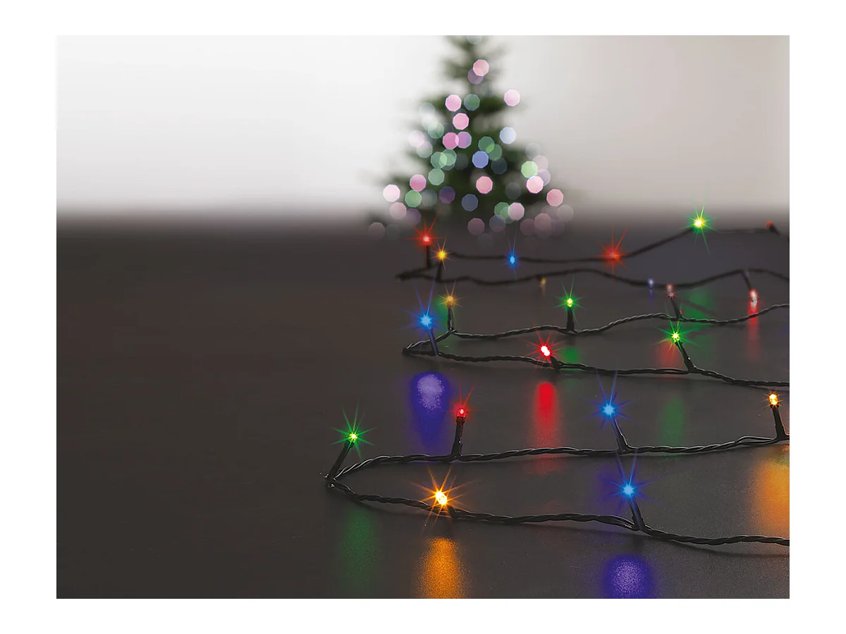 Guirlande lumineuse solaire 100 LED Multicolore 10 Mètres et 8 jeux de lumière
